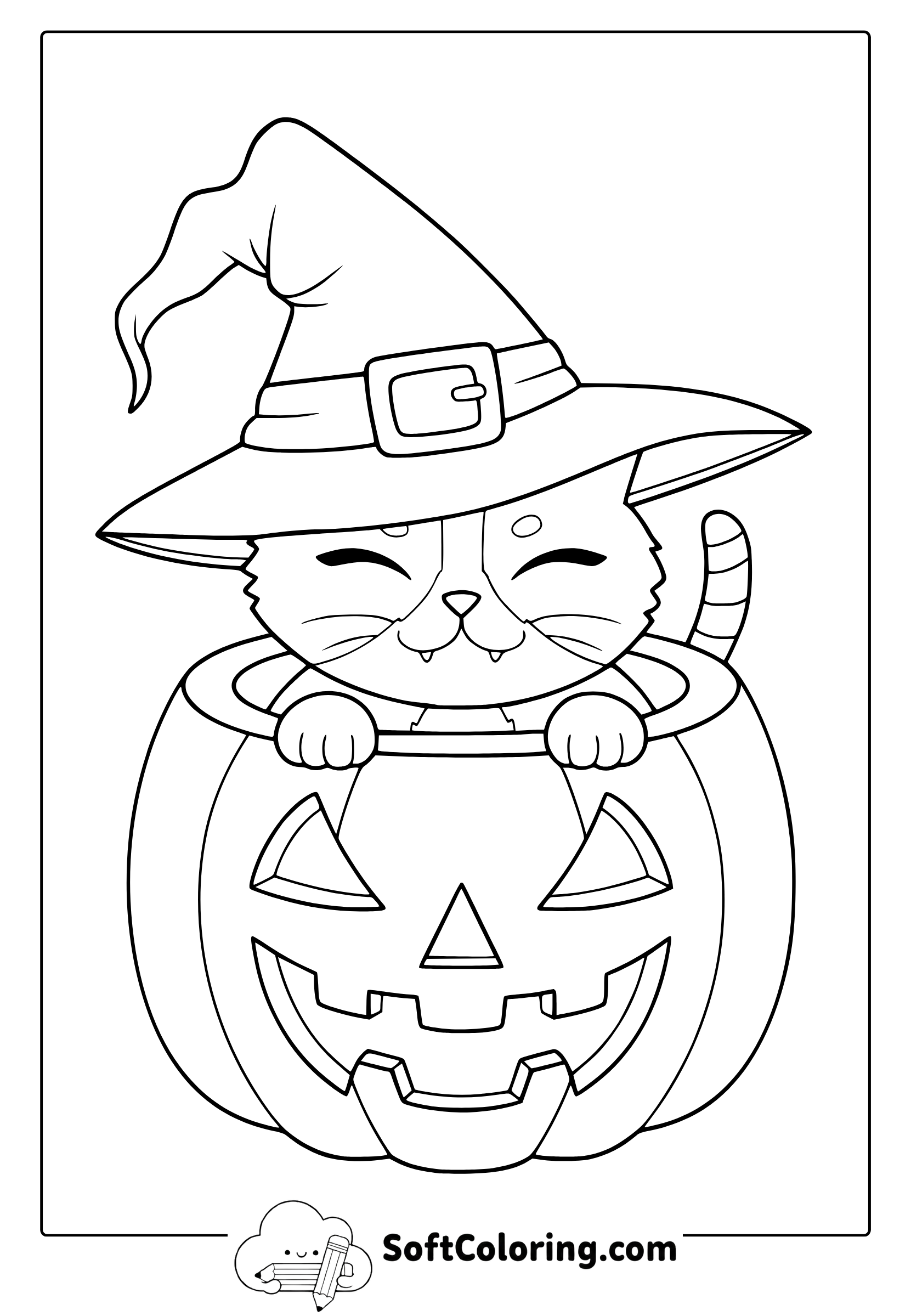cute halloween cat coloring page