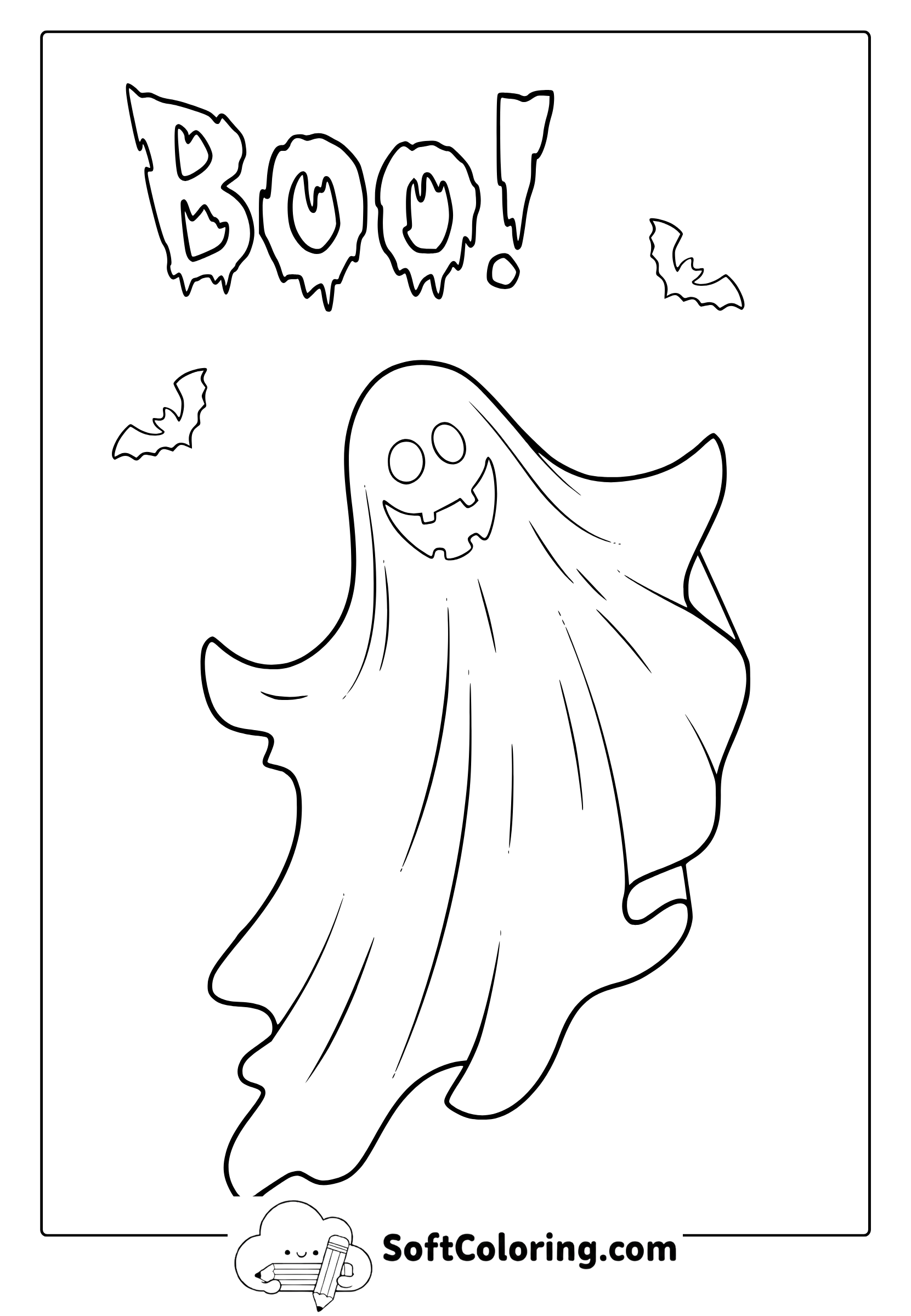 cute halloween ghost coloring page