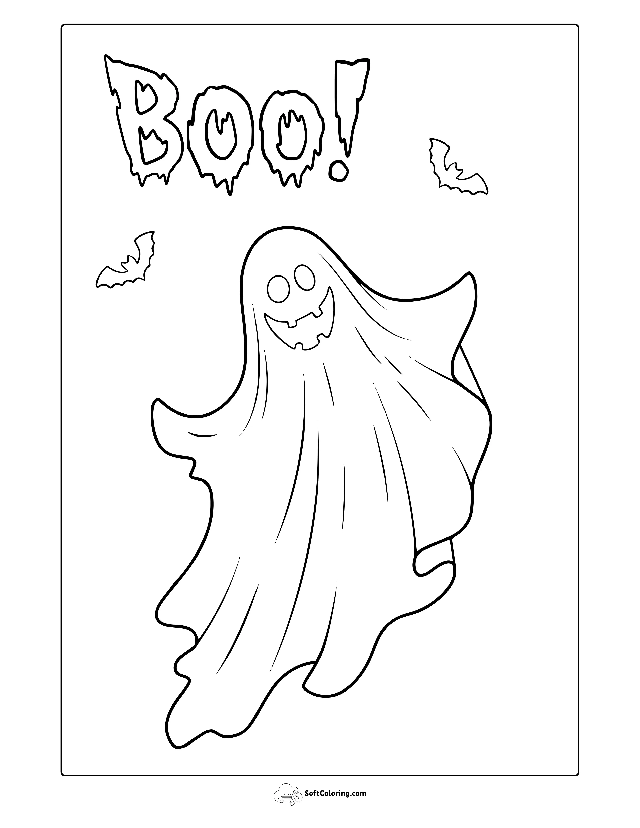 Cute Halloween Ghost Coloring Page