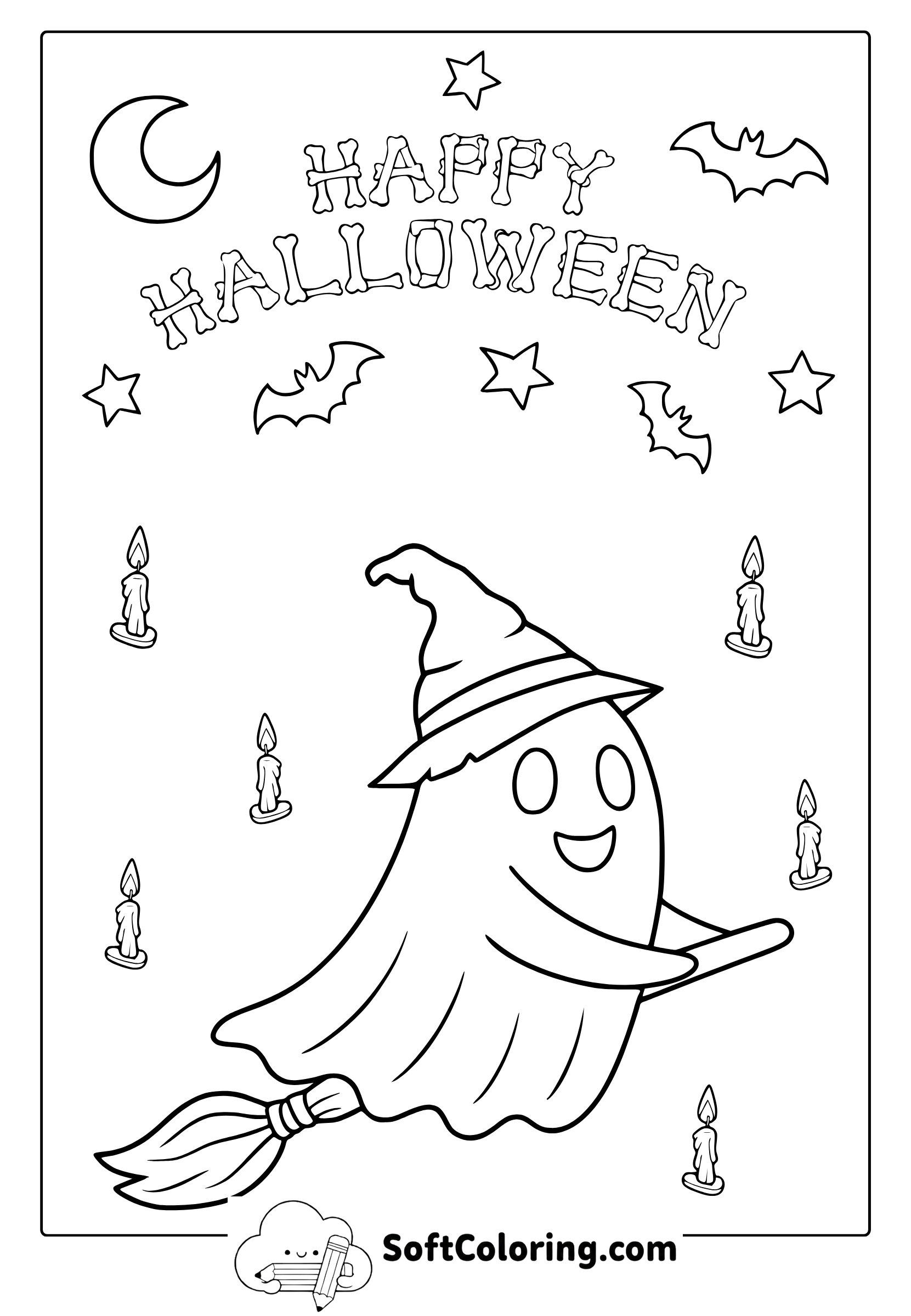 cute halloween ghost coloring page