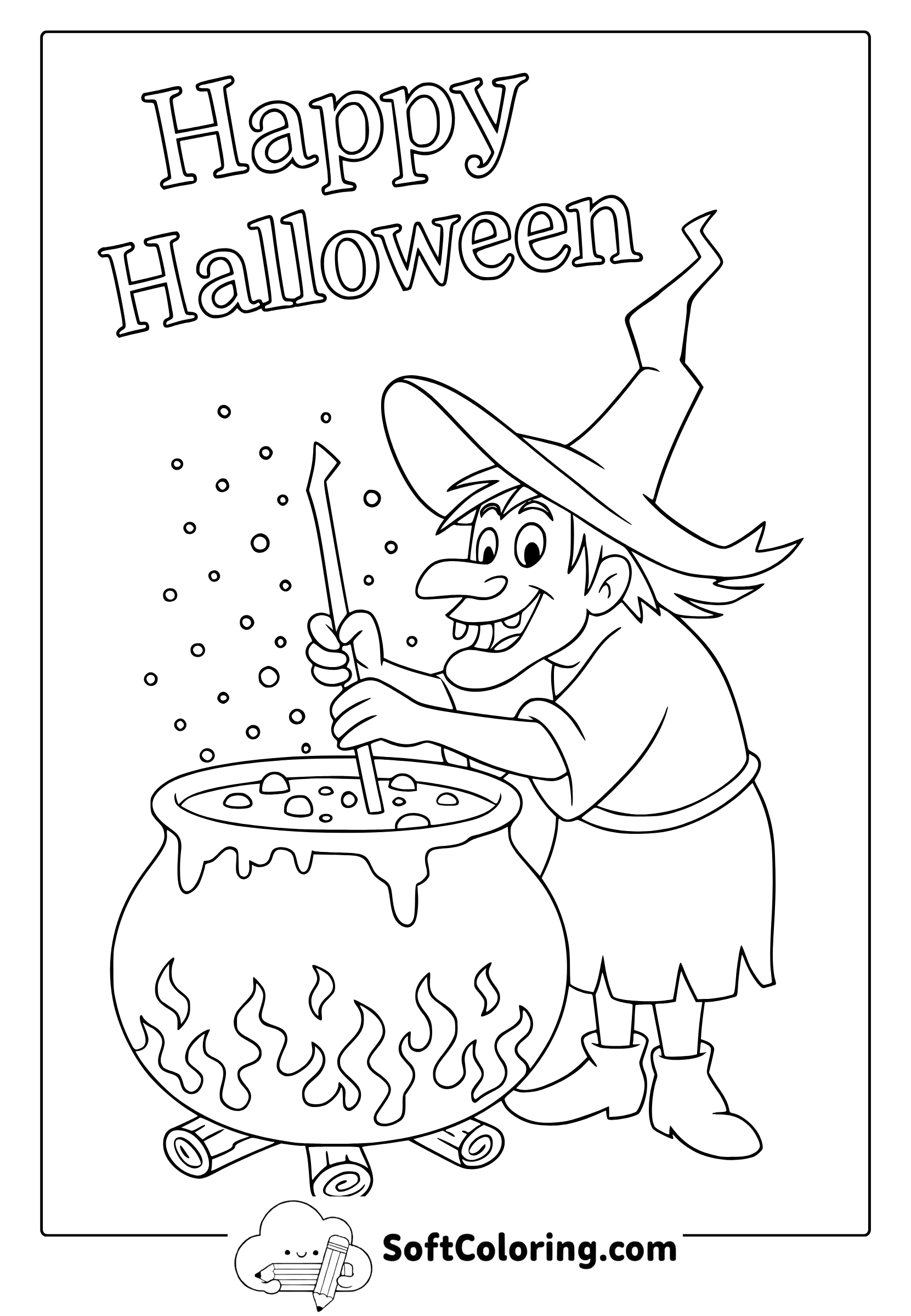 cute halloween witch coloring page