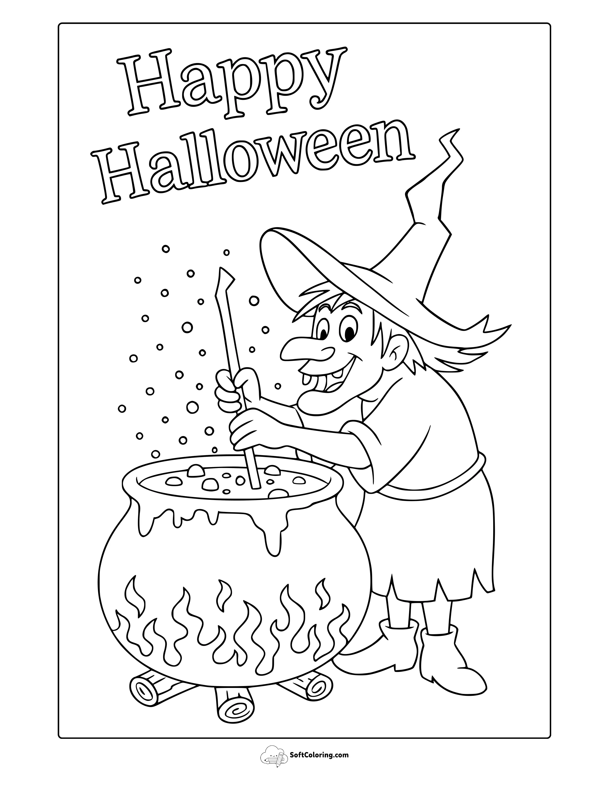 Cute Halloween Witch Coloring Page