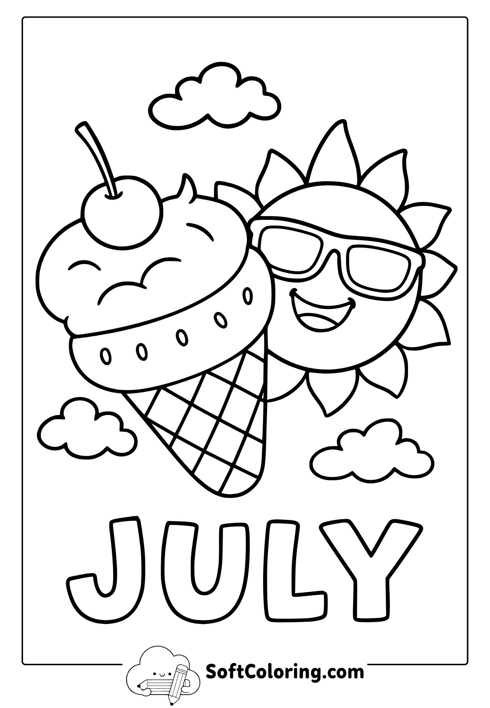 cute july coloring page
