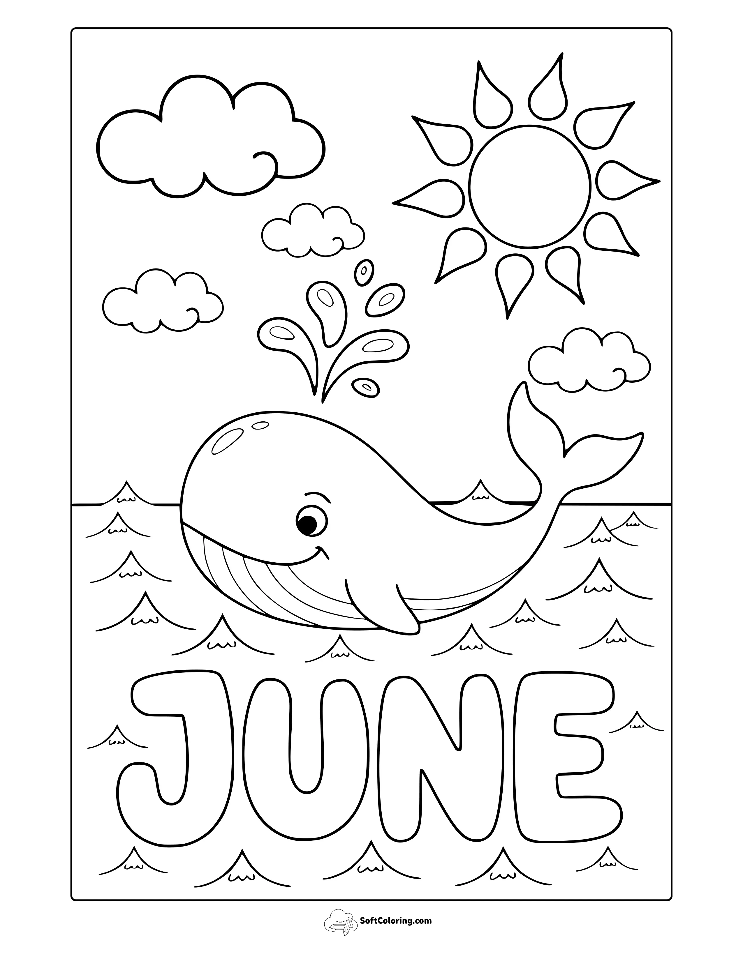 Cute June Whale Coloring Page