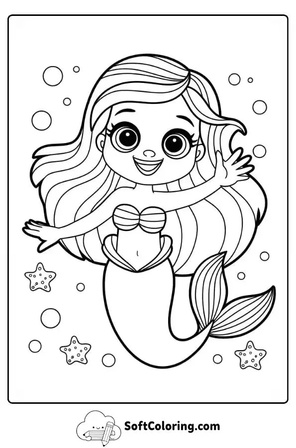 Cute Mermaid Coloring Page