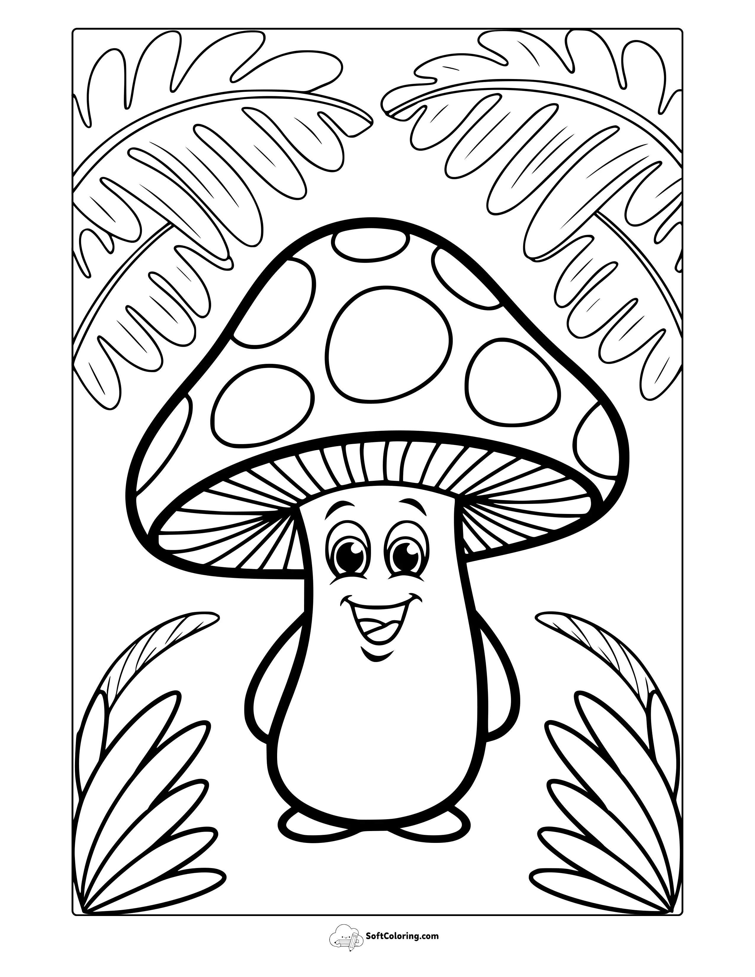 Cute Mushroom Coloring Page