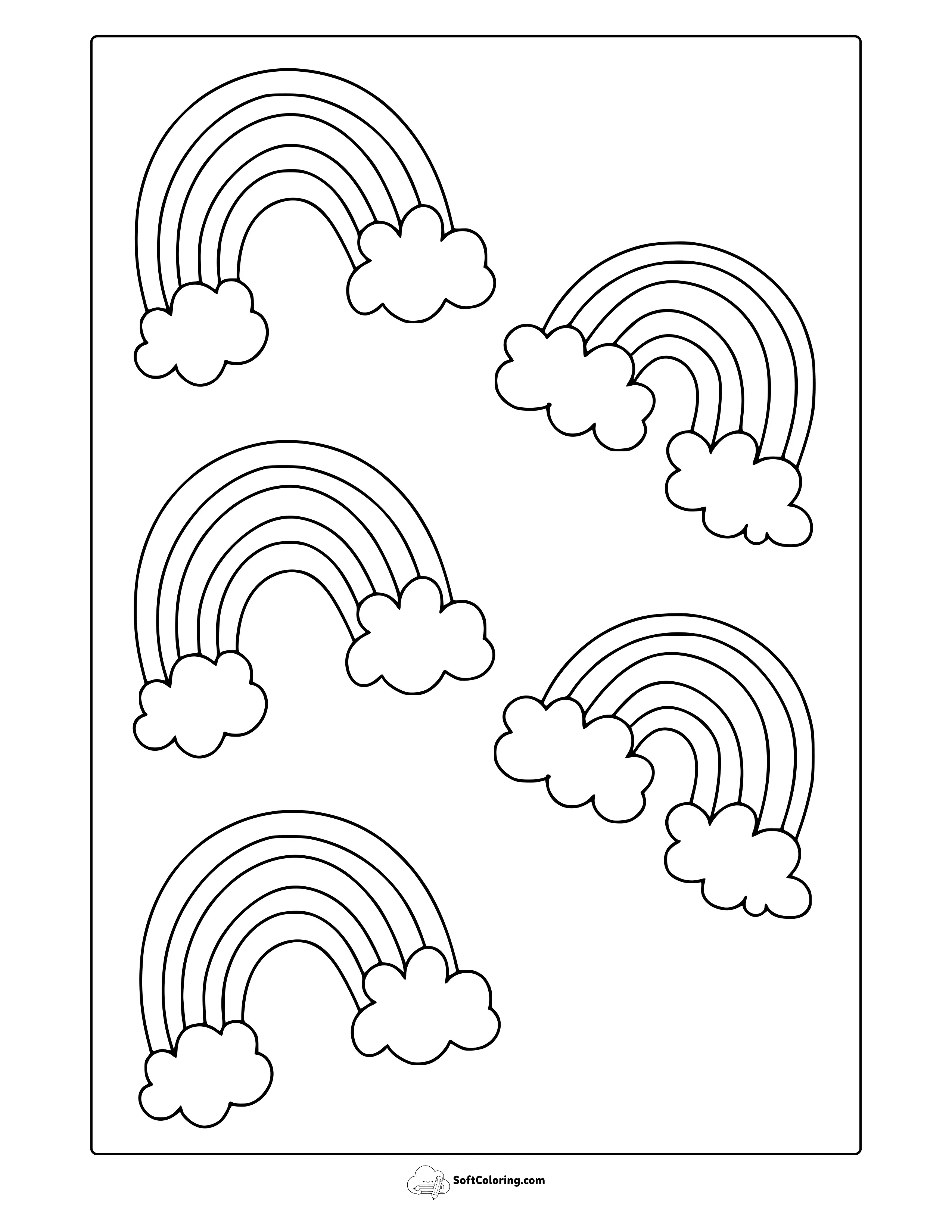 Cute Rainbows Coloring Page