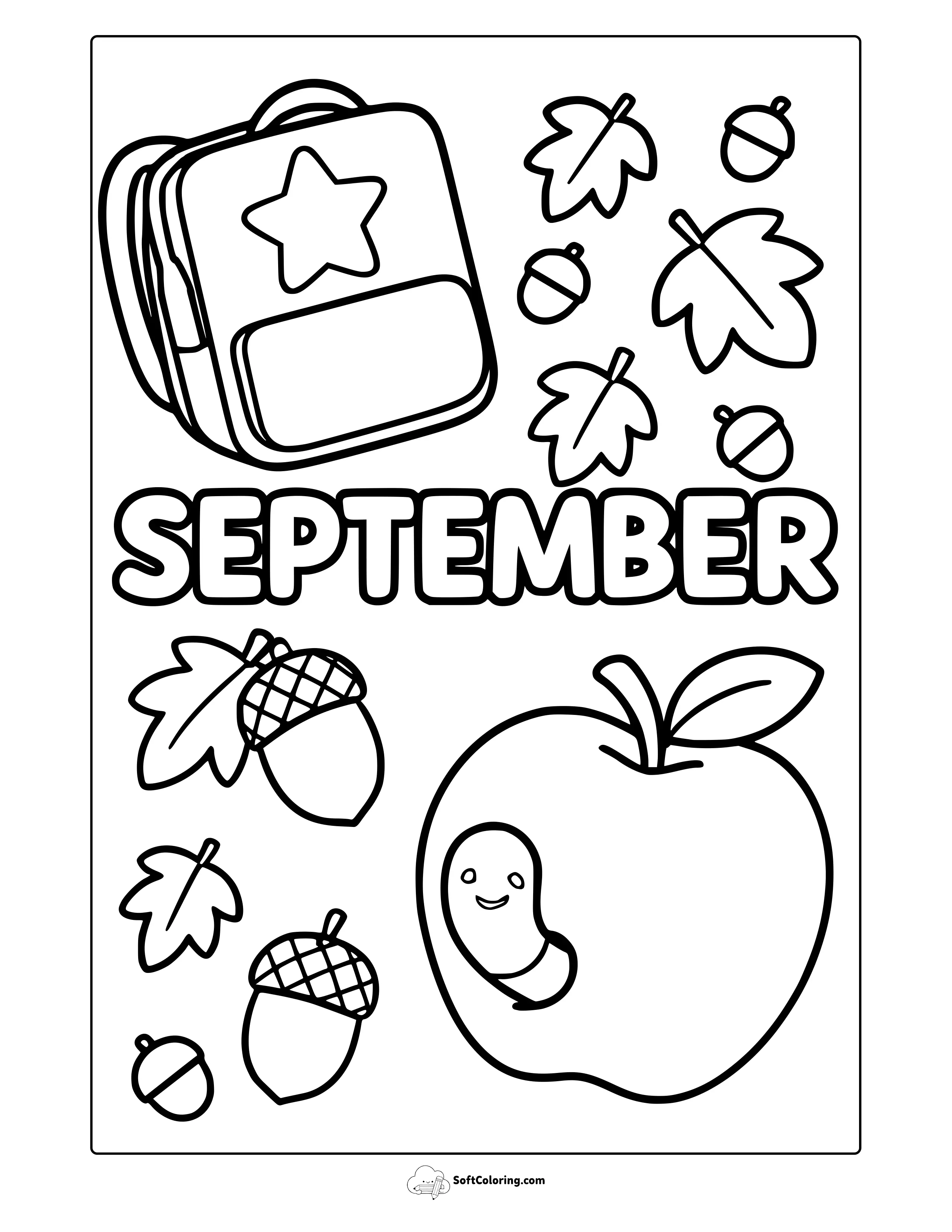 Cute September Coloring Page