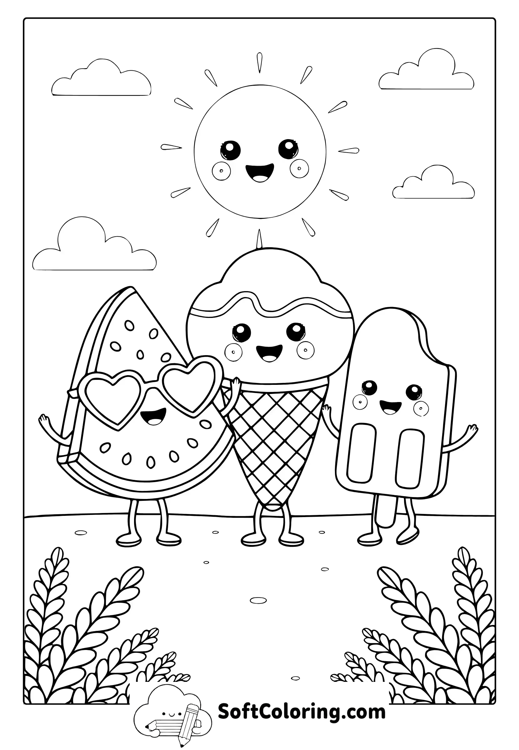 cute summer coloring page