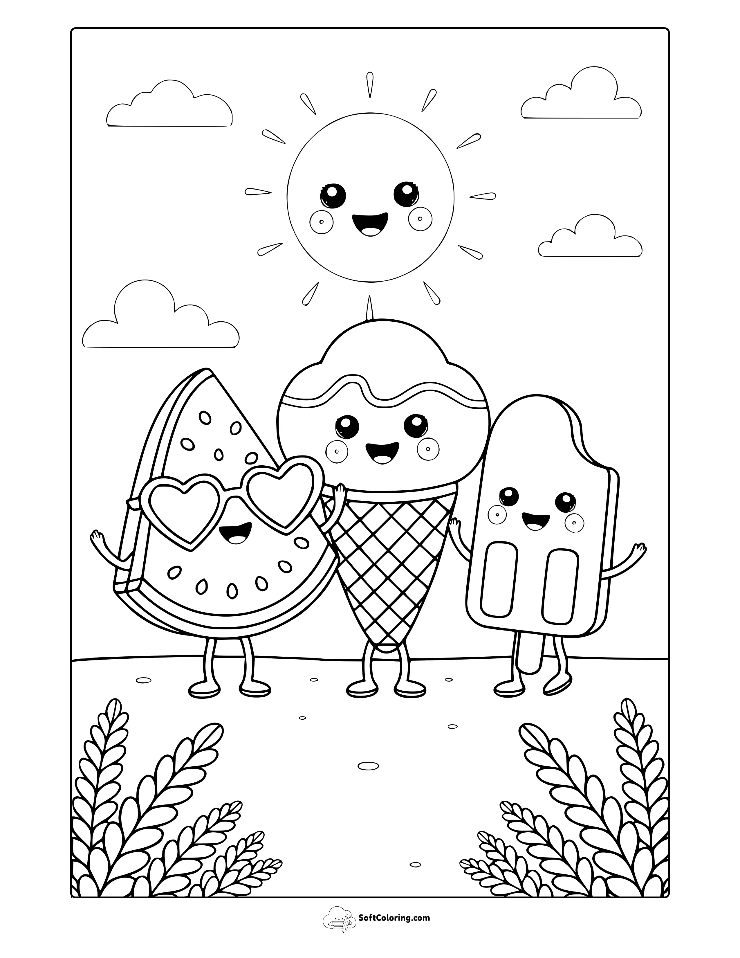 Cute Summer Coloring Page
