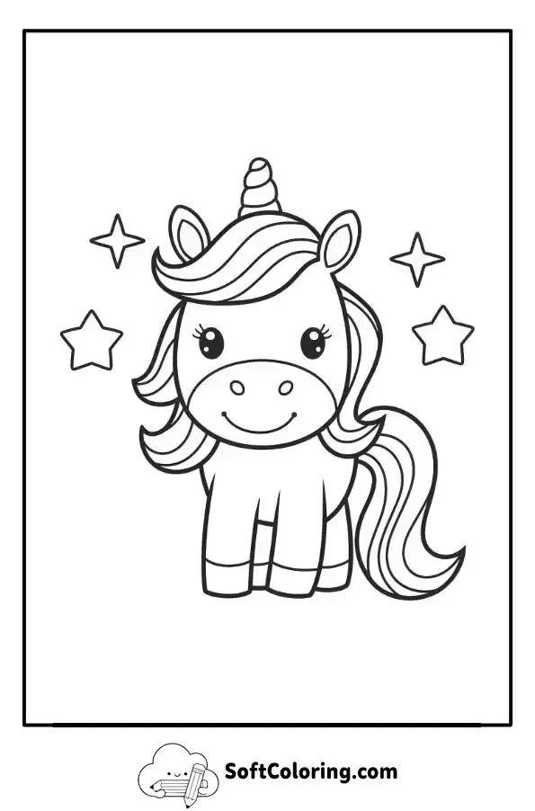 Cute Unicorn Coloring Page