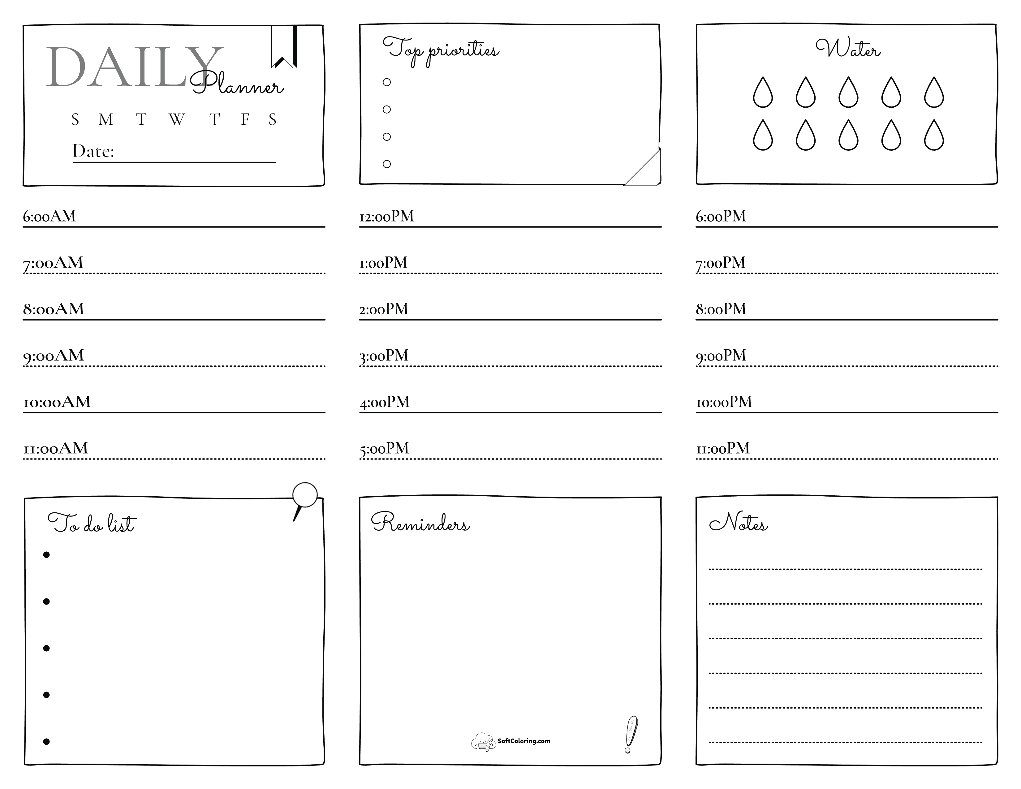 Cute Daily Planner With Hydration Tracker