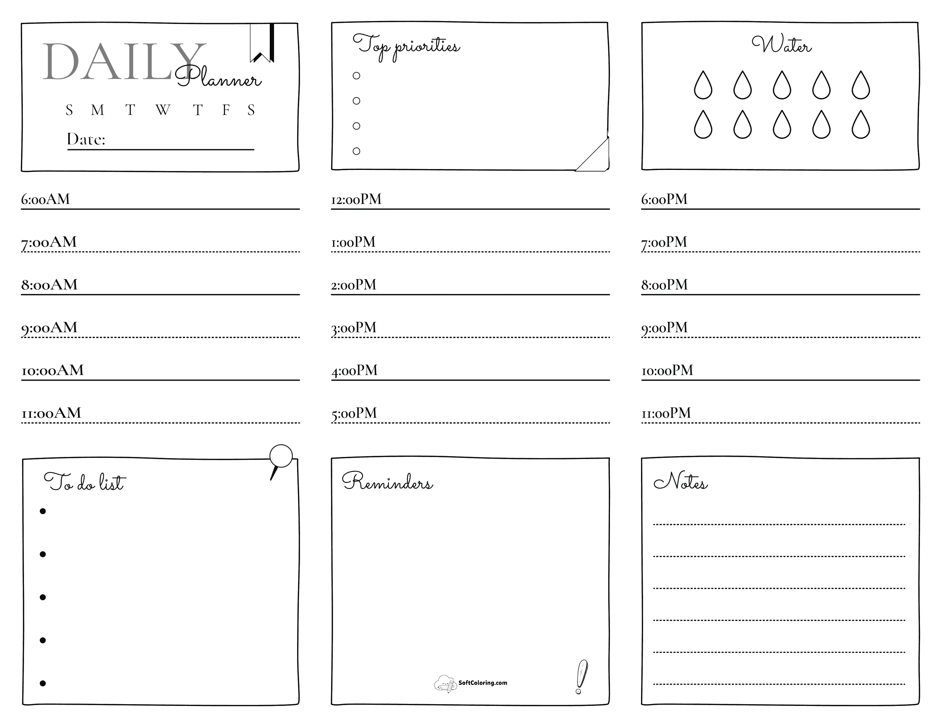 Cute Daily Planner With Hydration Tracker