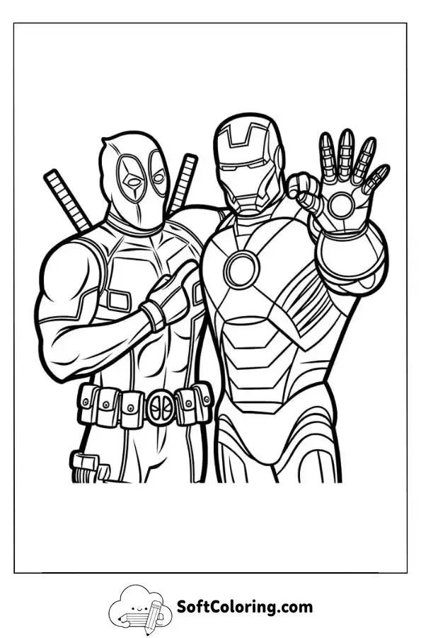 Deadpool And Iron Man Coloring Page