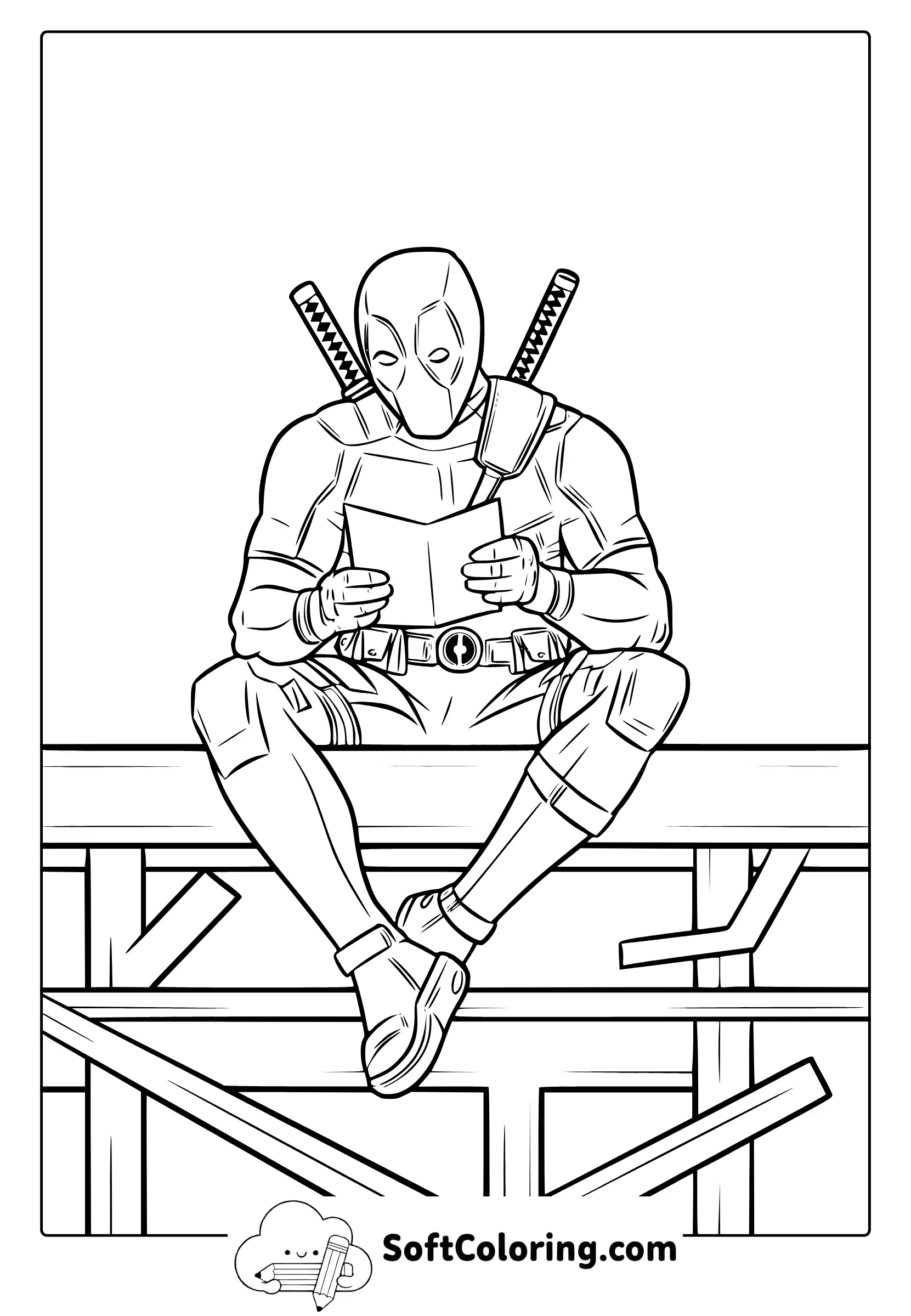 Deadpool Reading Letter Coloring Page