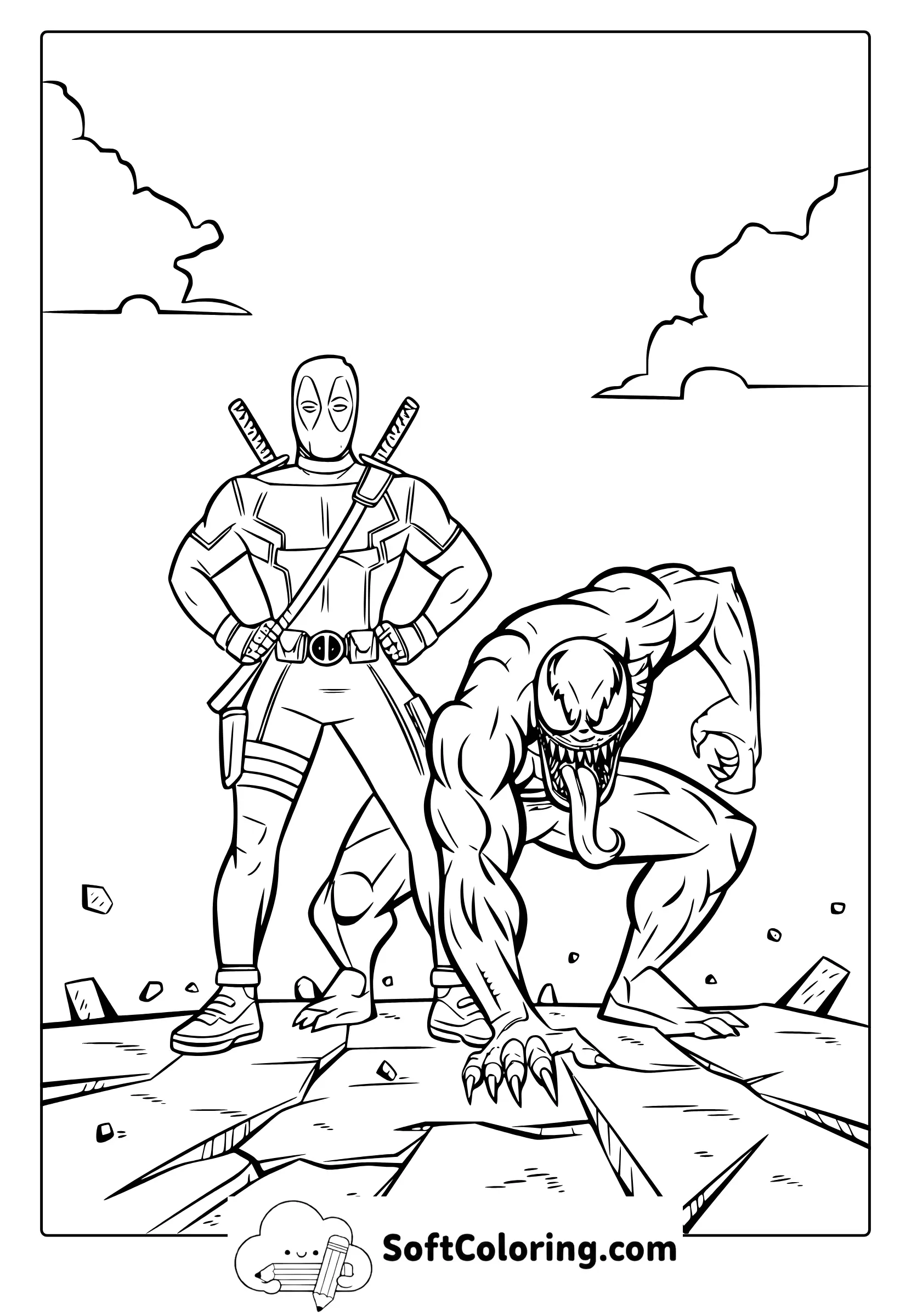 Deadpool Venom Coloring Page