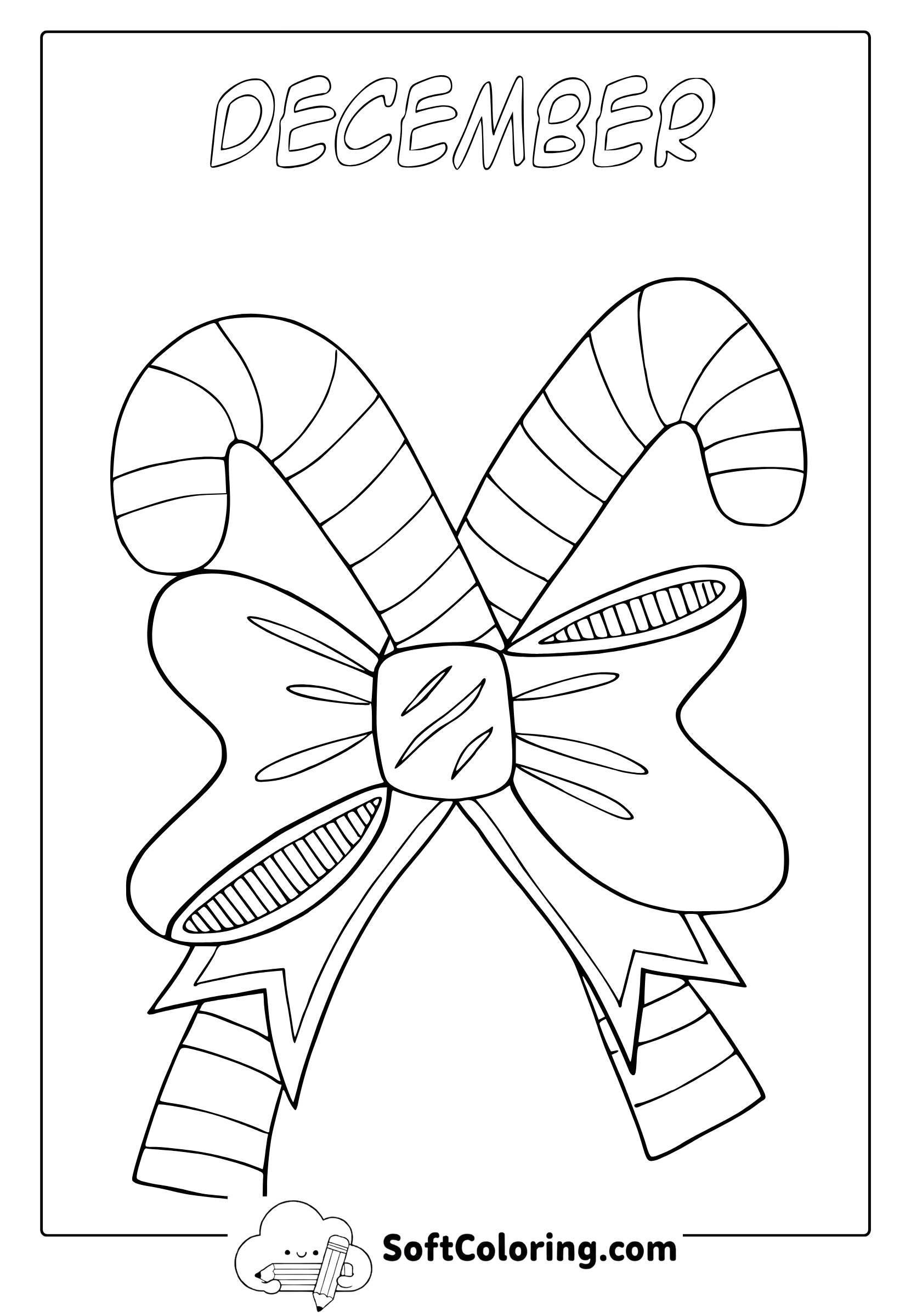 december christmas candy canes coloring page
