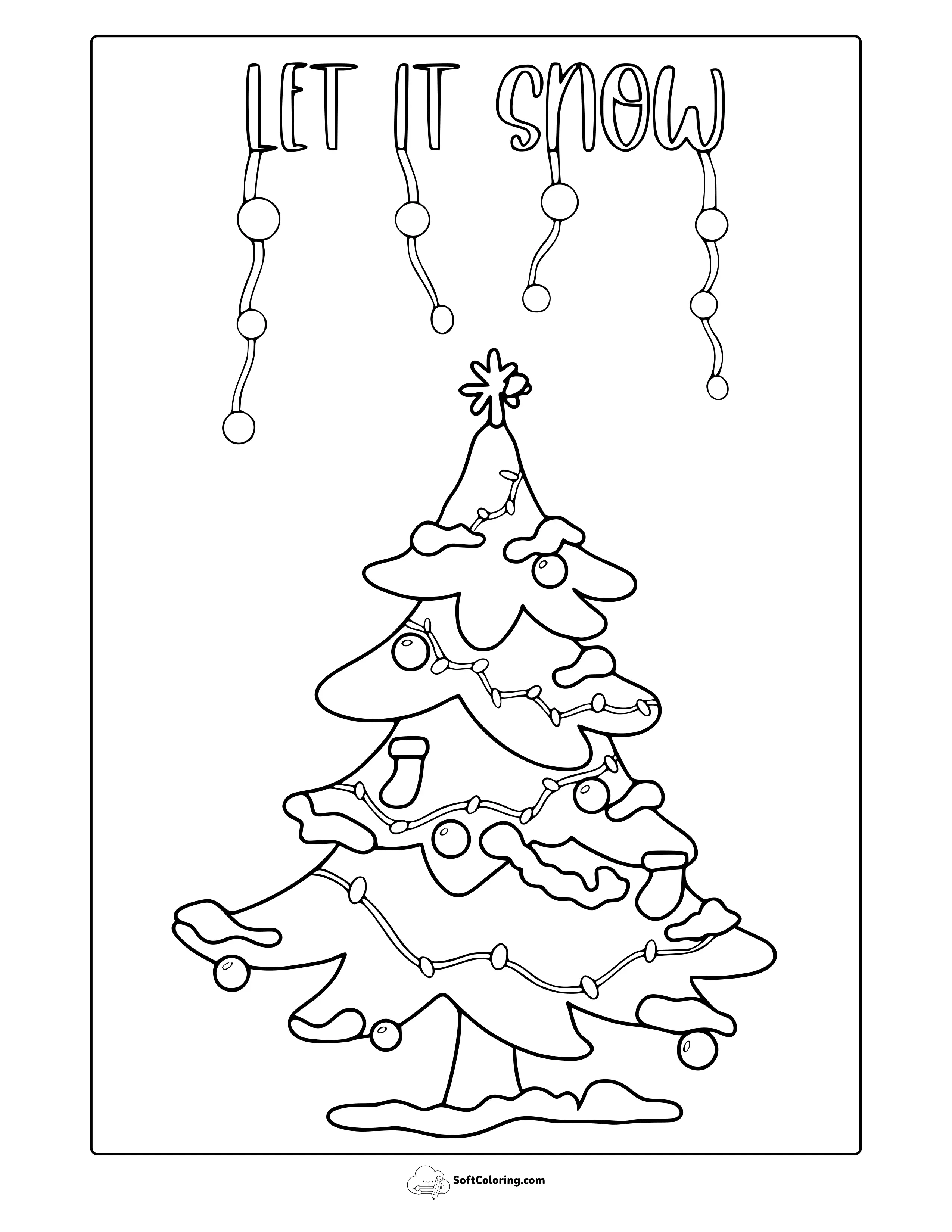 December Christmas Tree Coloring Page