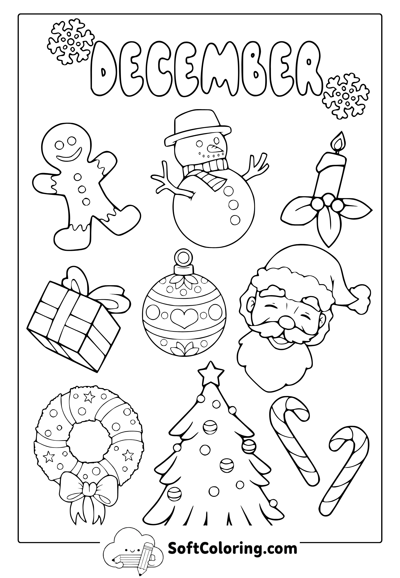 december icons coloring page