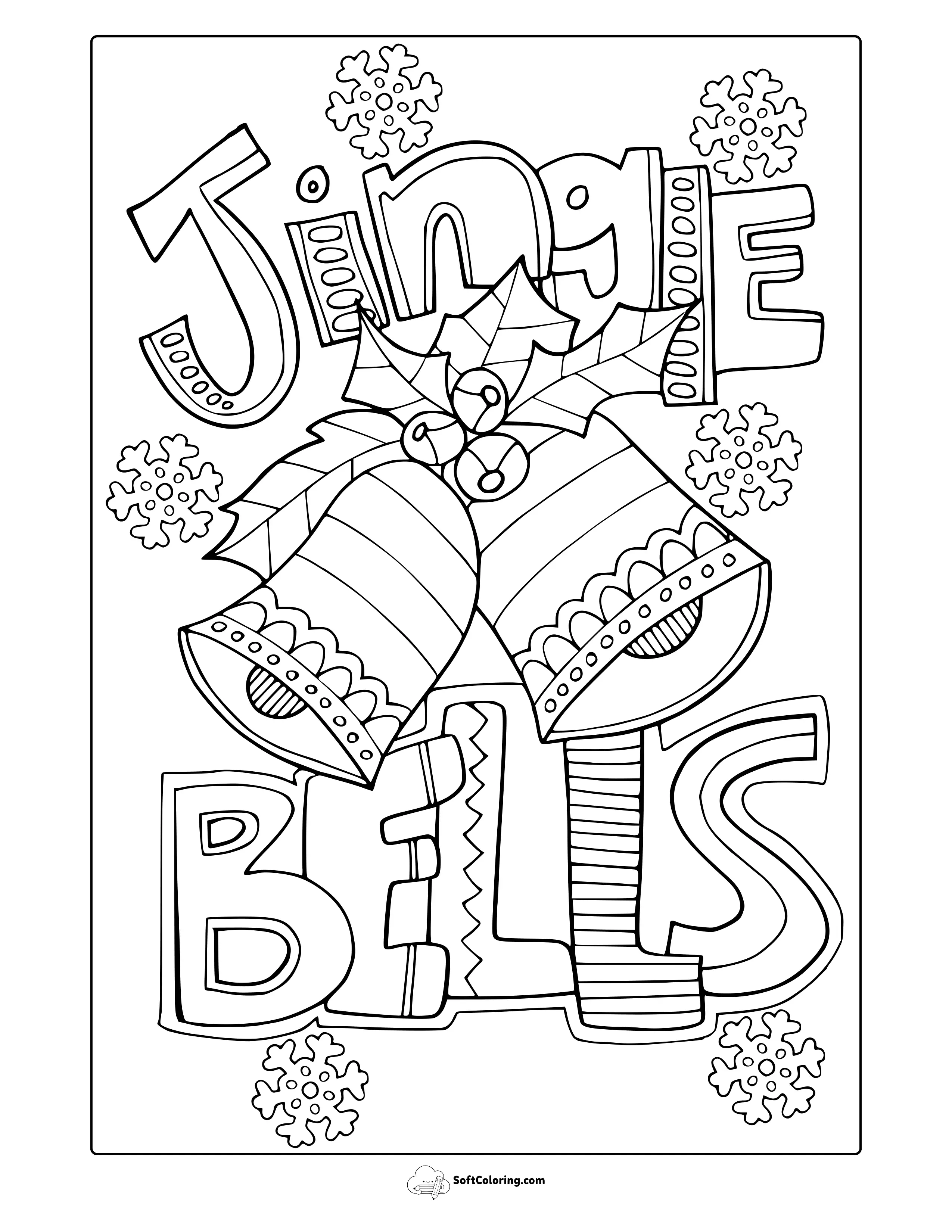 December Jingle Bells Coloring Page