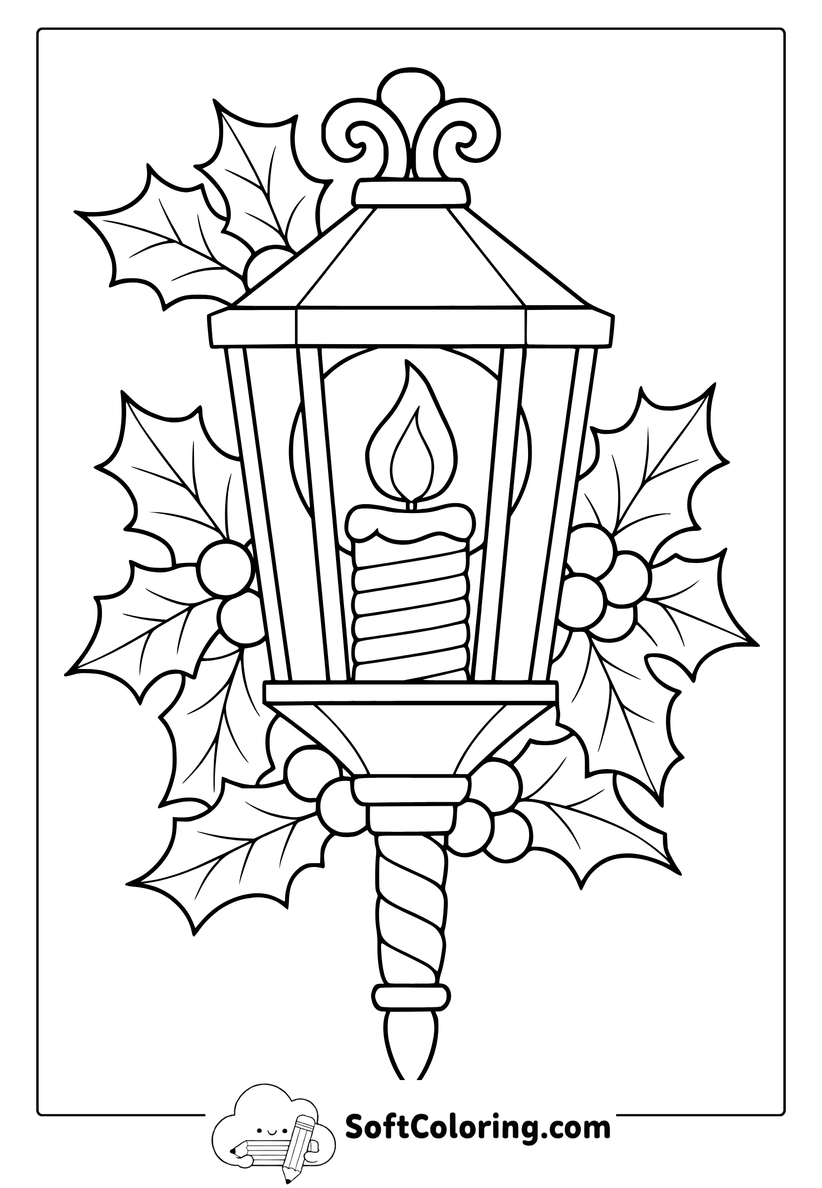 december lantern coloring page