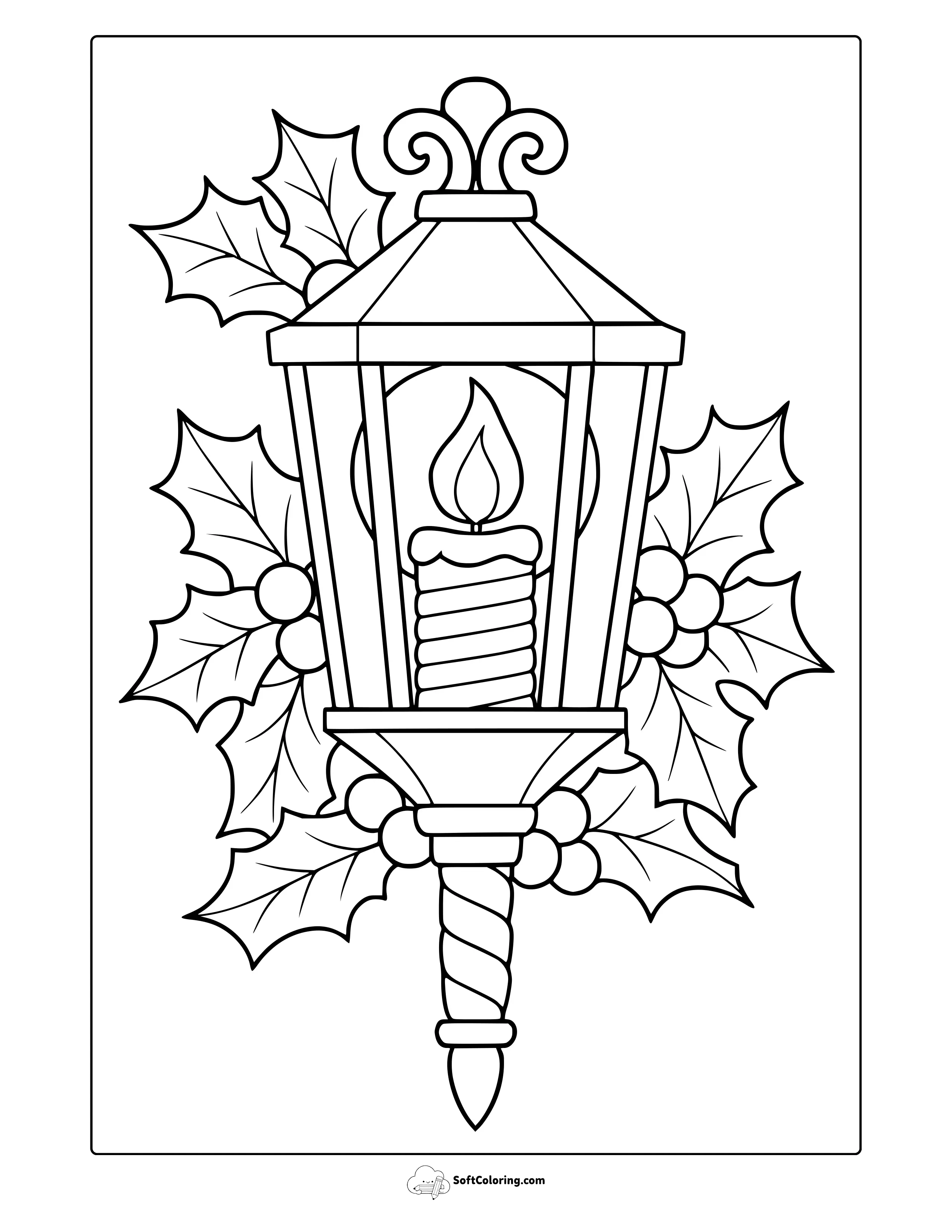 December Lantern Coloring Page