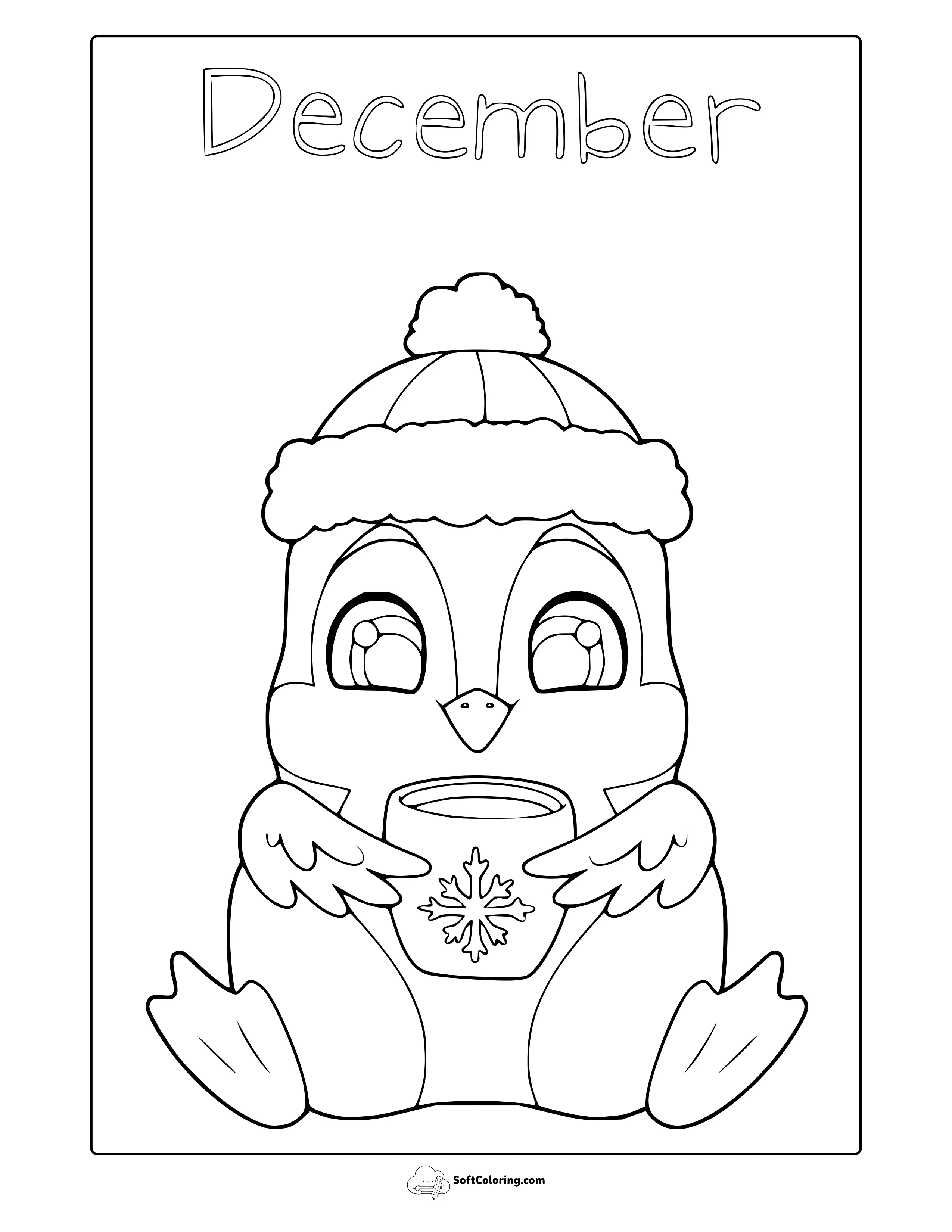 December Penguin Coloring Page