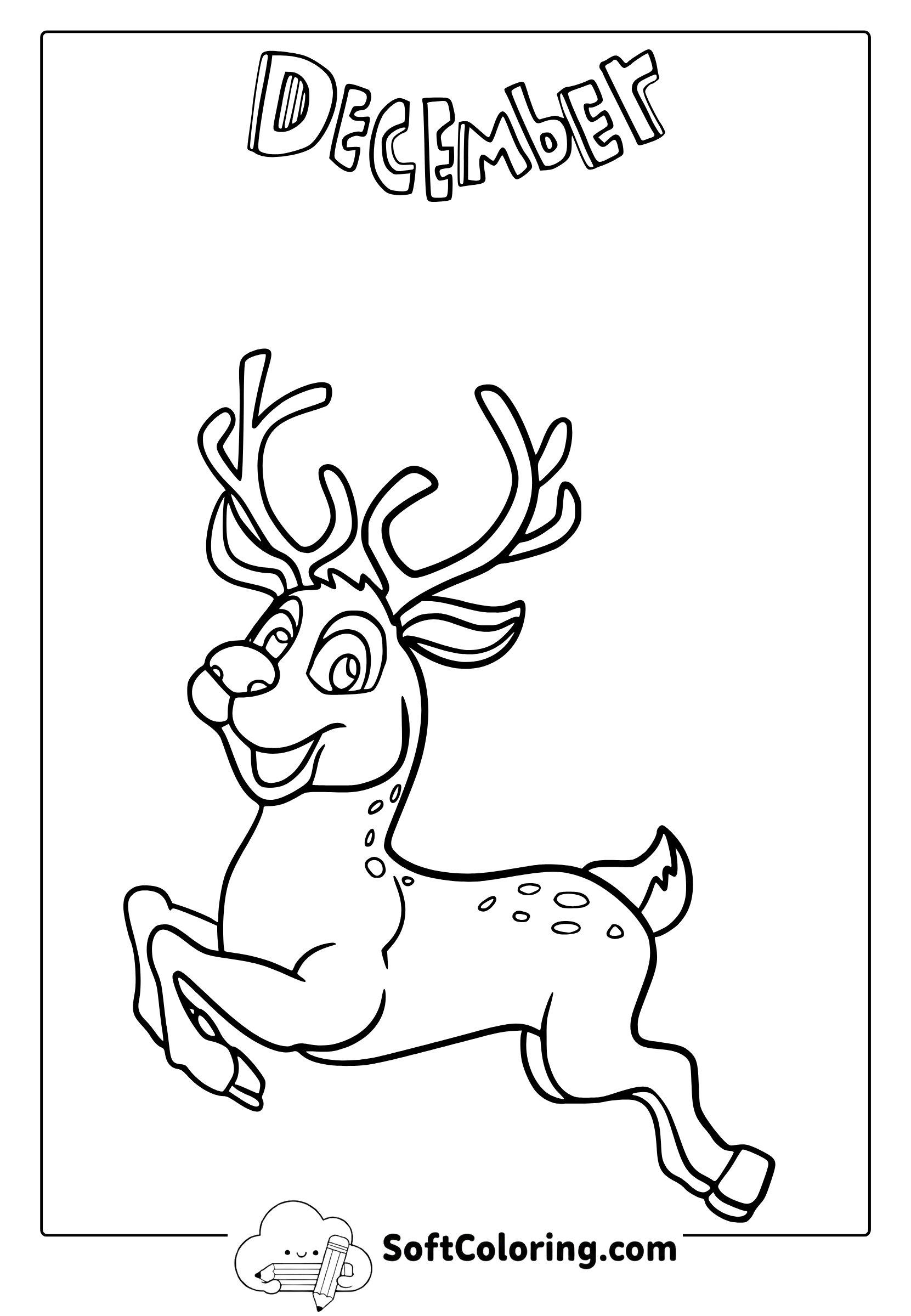 december reindeer coloring page