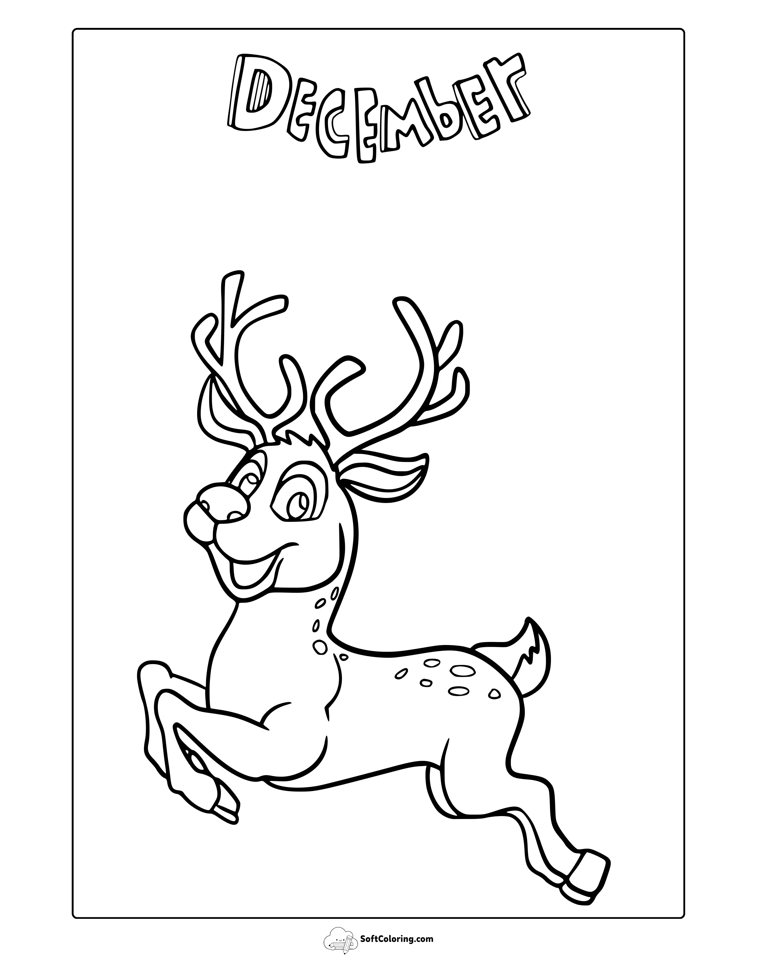 December Reindeer Coloring Page