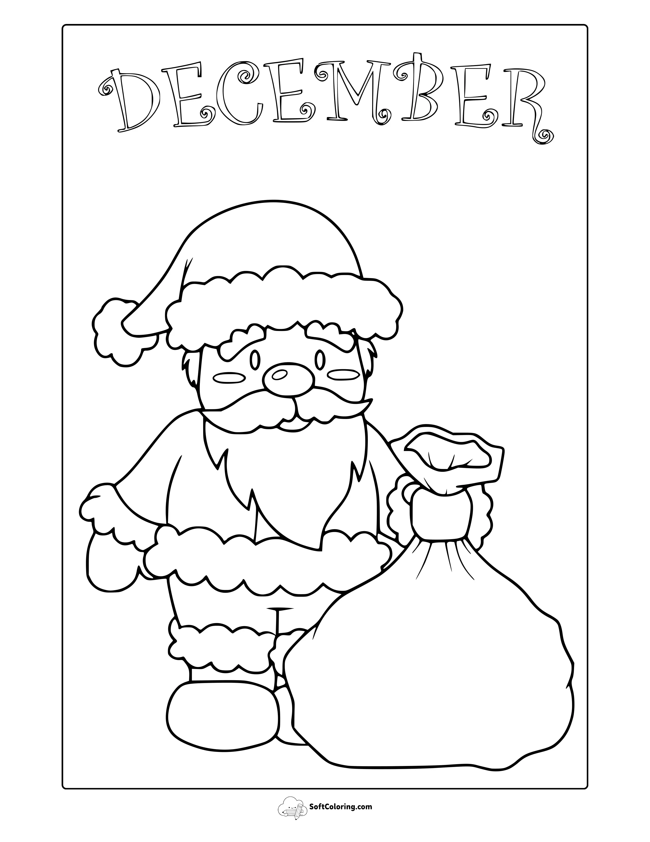 December Santa Claus Coloring Page