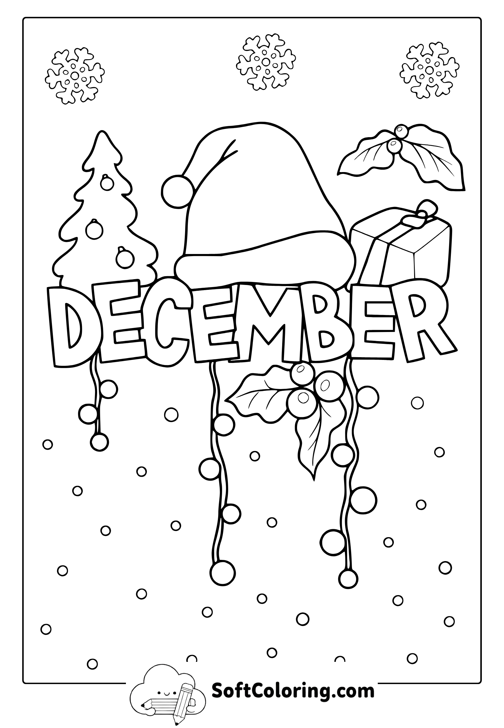 december snow coloring page