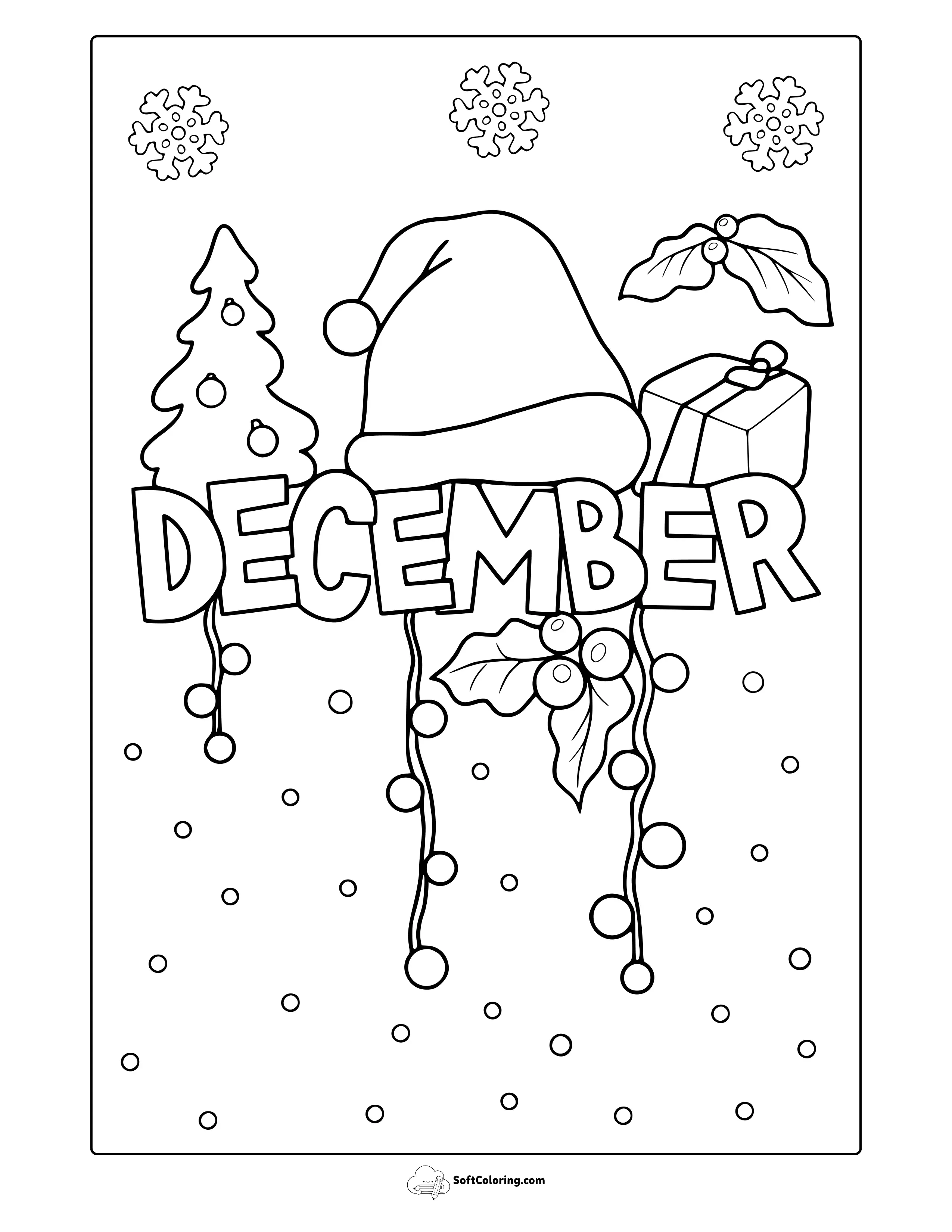 December Snow Coloring Page
