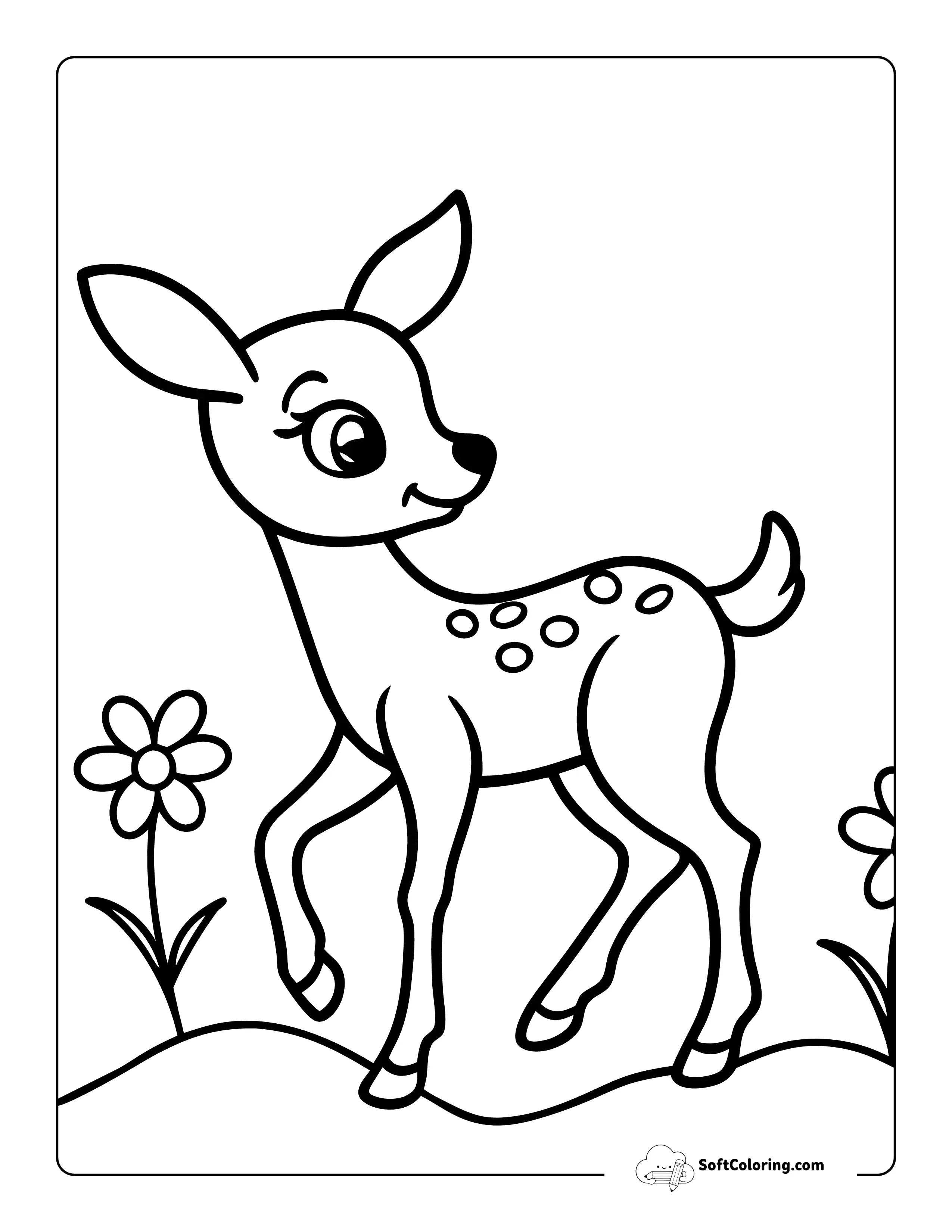 Adorable Baby Deer Coloring Page