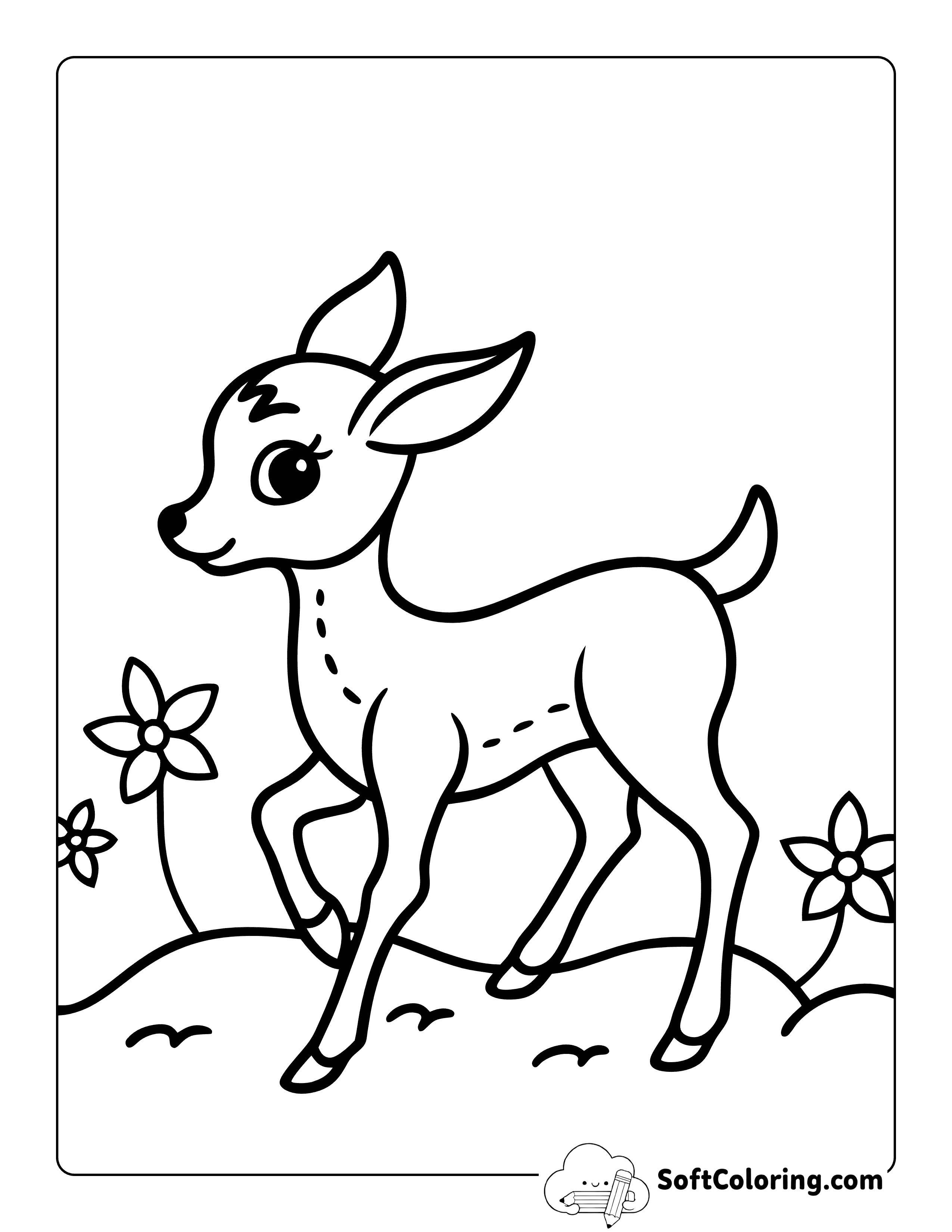 Kawaii Baby Deer to Color