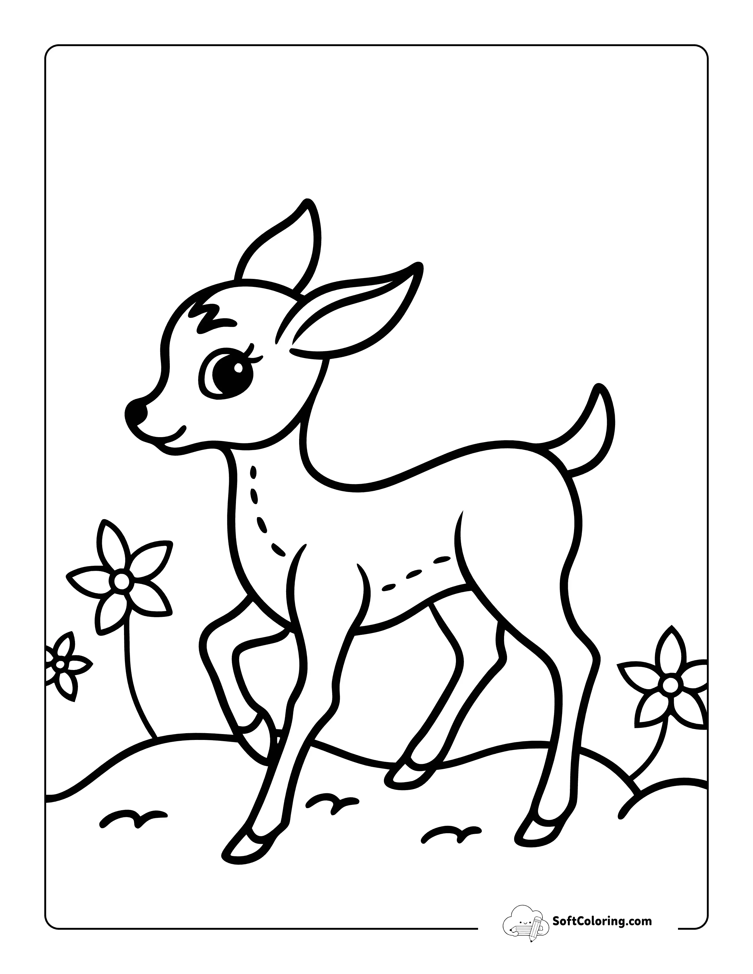 Kawaii Baby Deer To Color