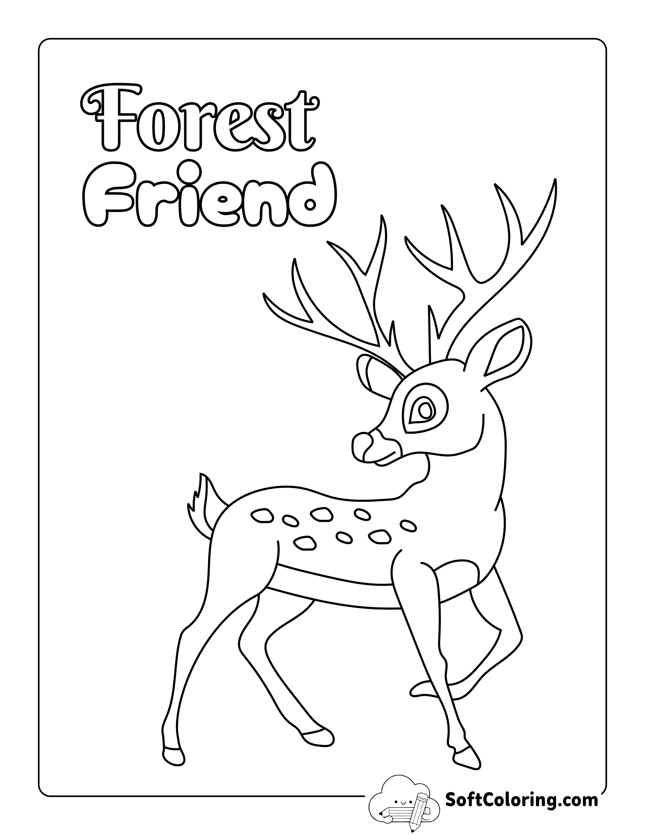 "Forest Friend" - Simple Buck Coloring Page for Kids