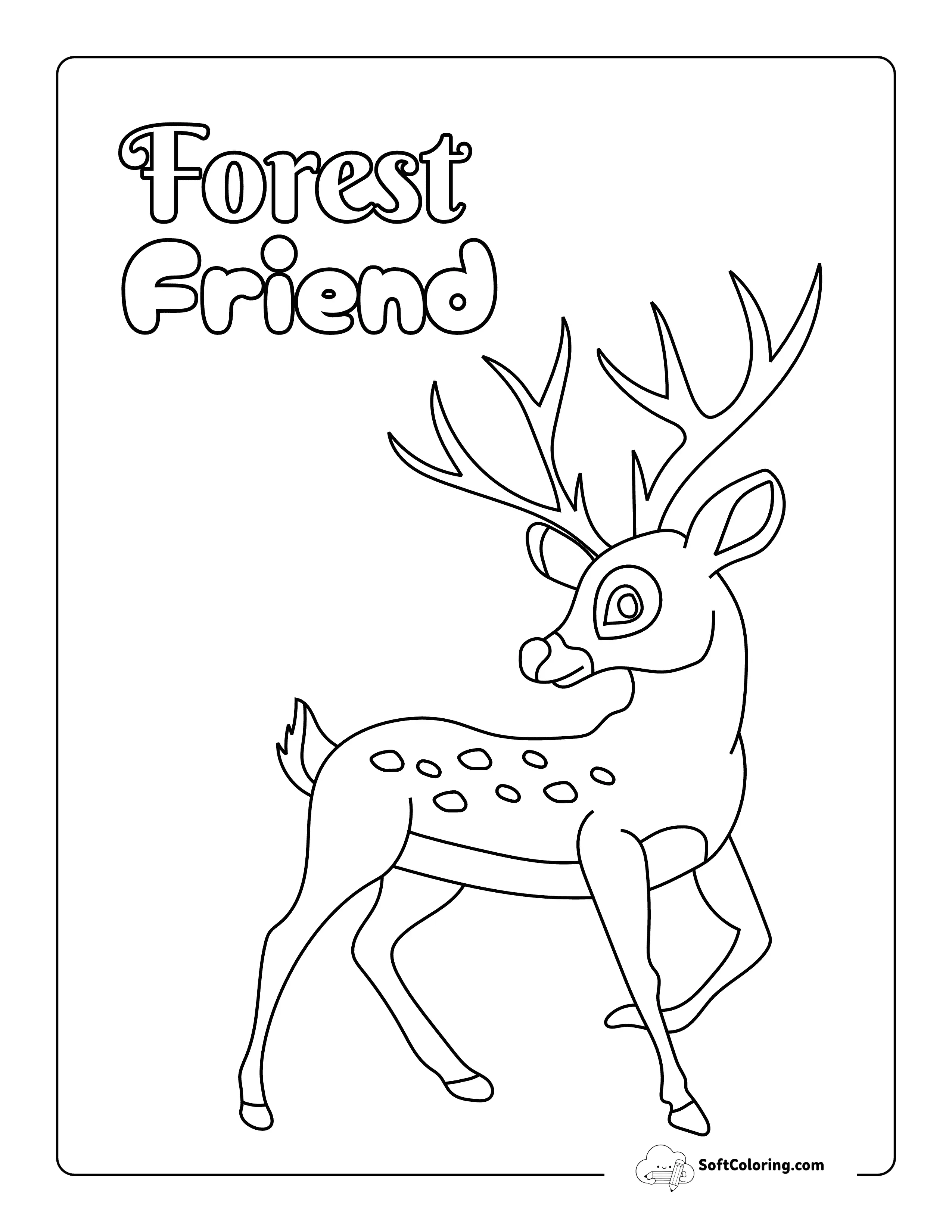 "Forest Friend" - Simple Buck Coloring Page For Kids