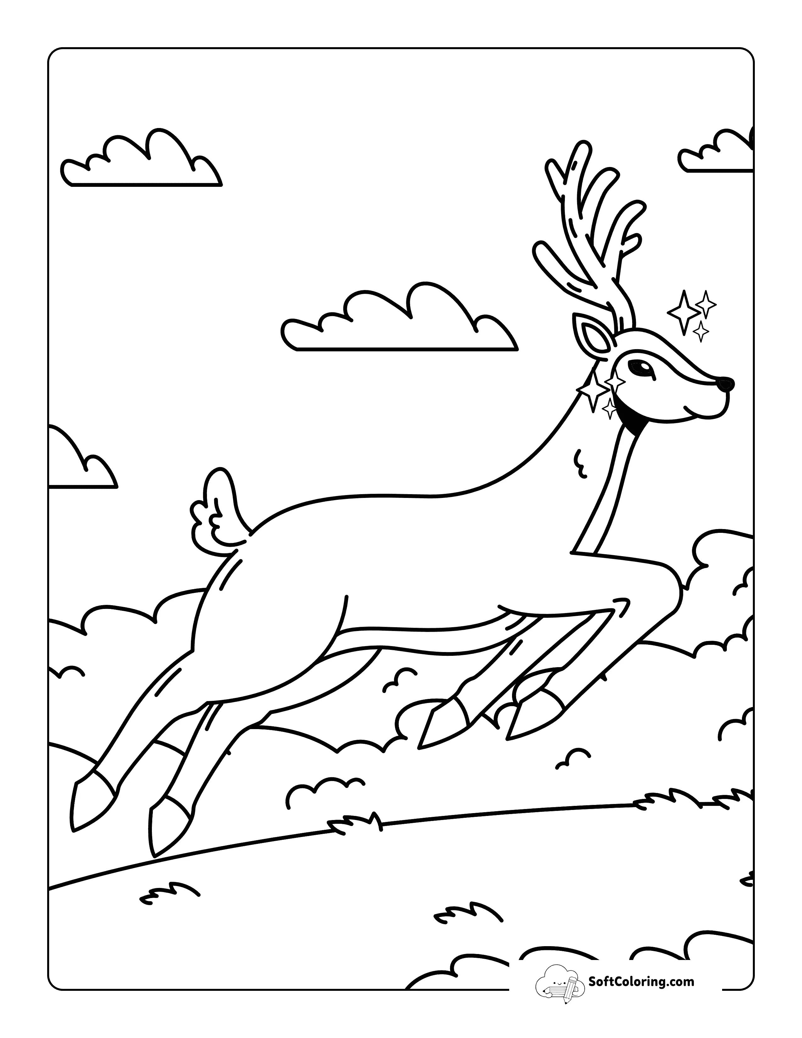Majestic Galloping White Tailed Deer Coloring Page