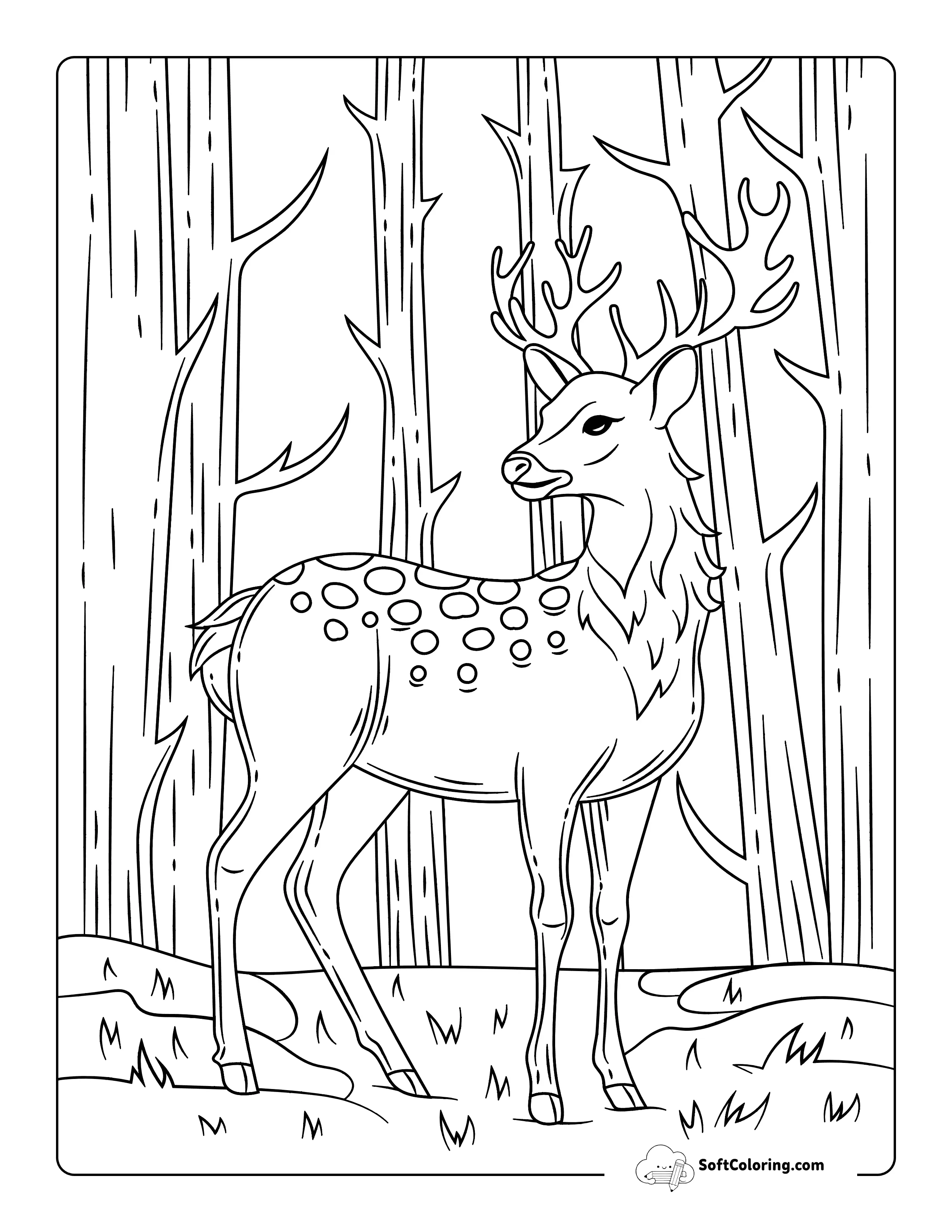 Realistic Buck Standing In The Forest