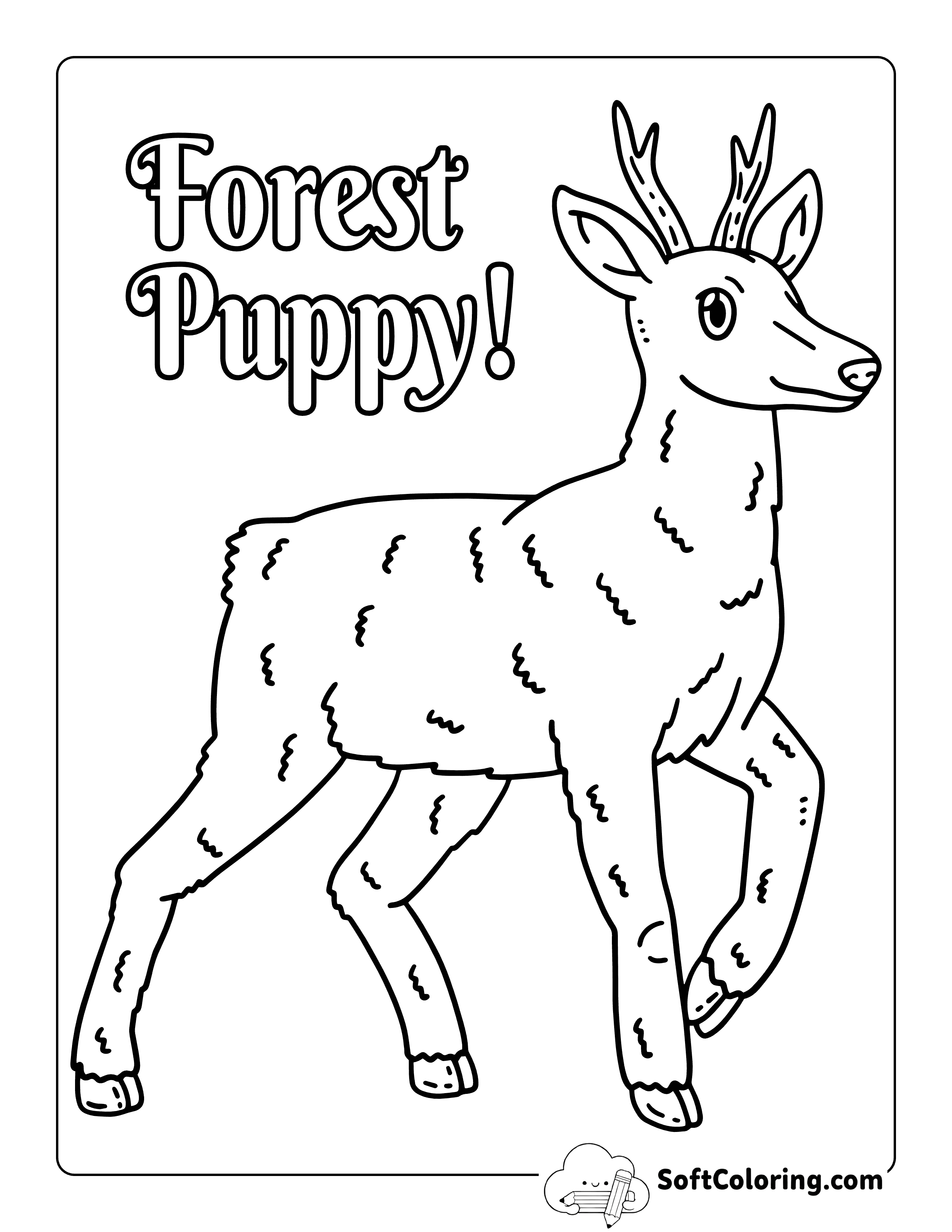 "Forest Puppy!" Graceful Roe Deer Coloring Page