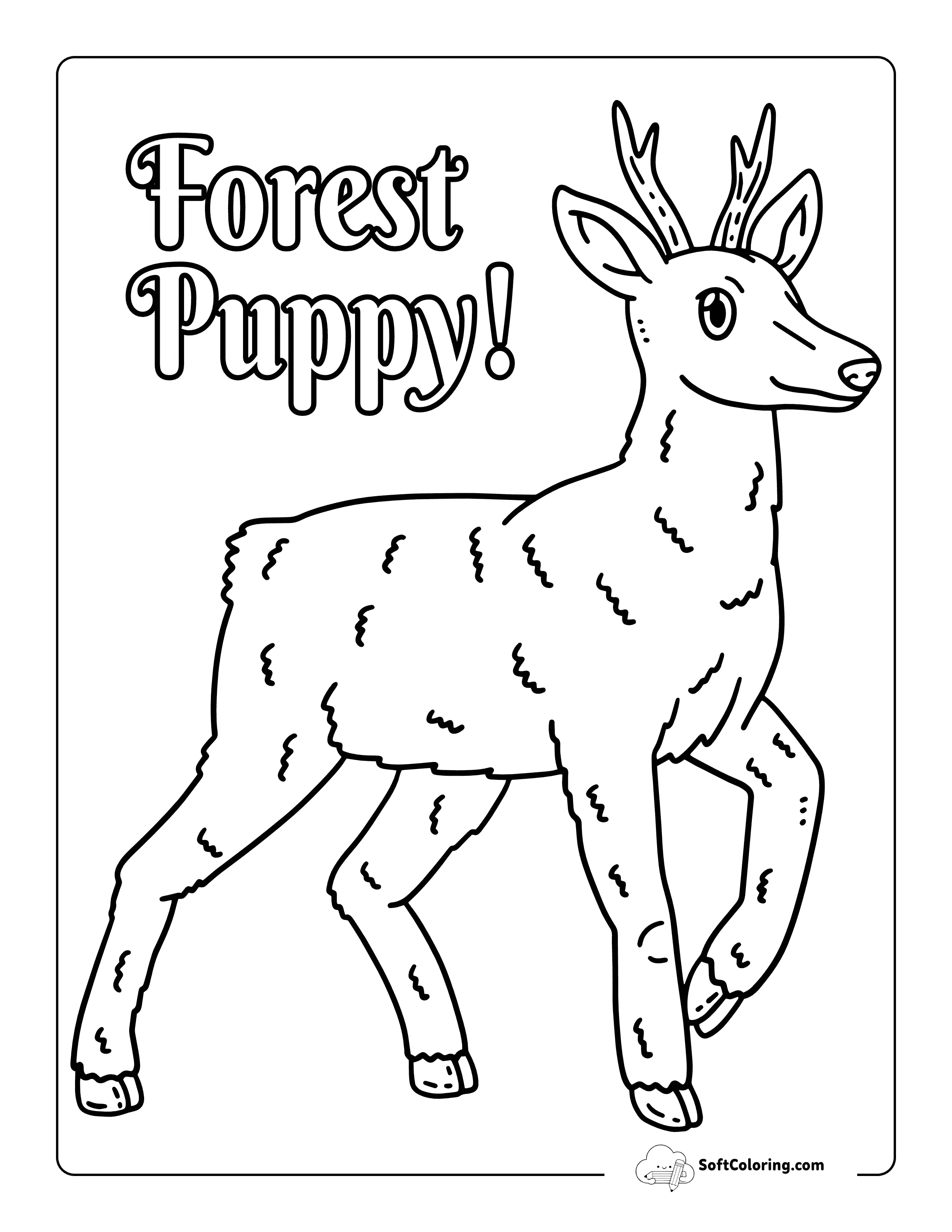"Forest Puppy!" Graceful Roe Deer Coloring Page