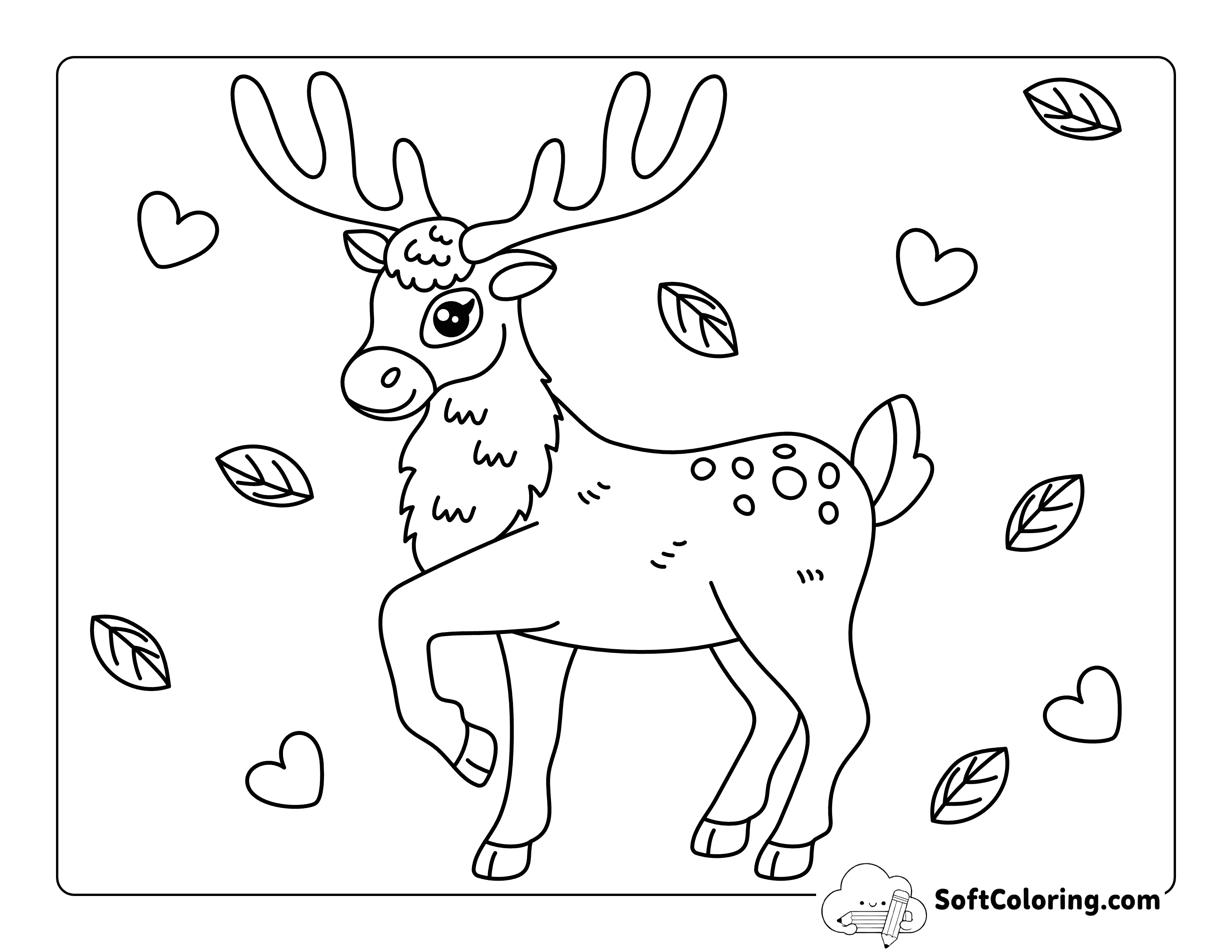 Simple Majestic Deer Outline for Preschoolers to Color