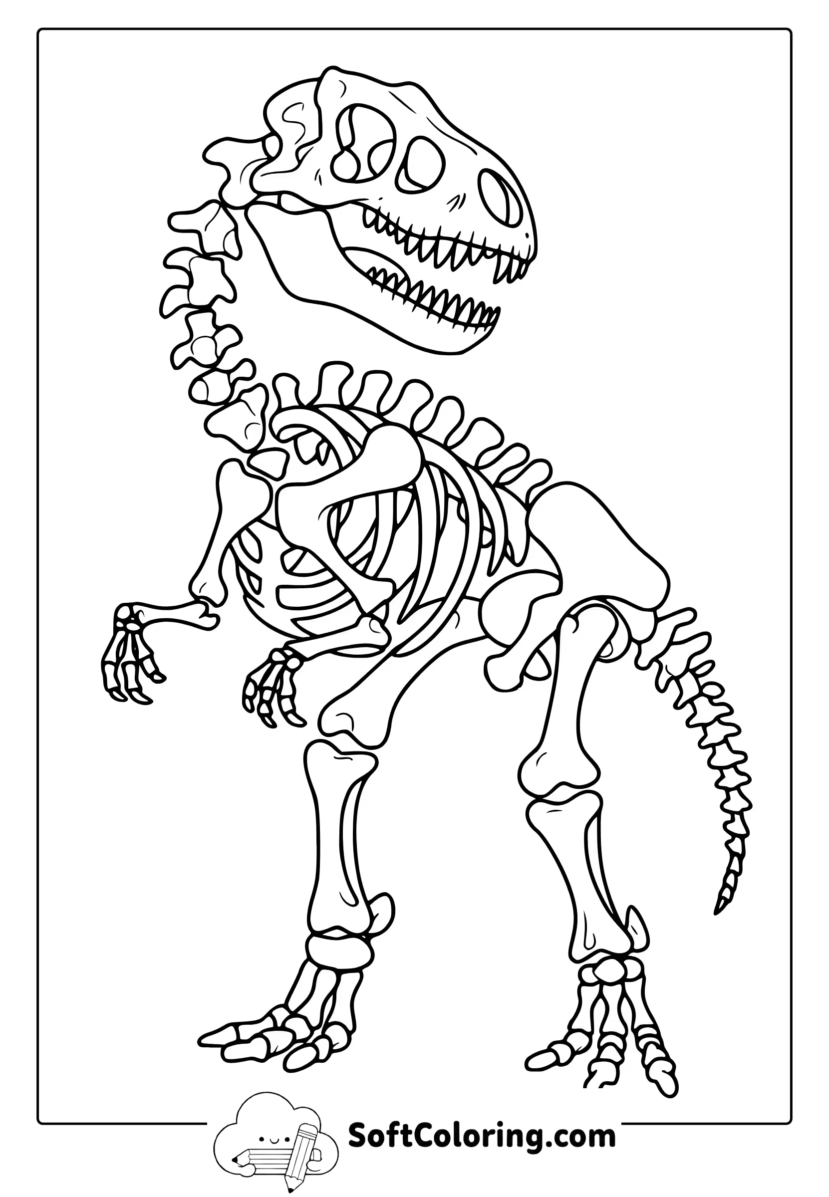 dinosaur bones and skeleton coloring page