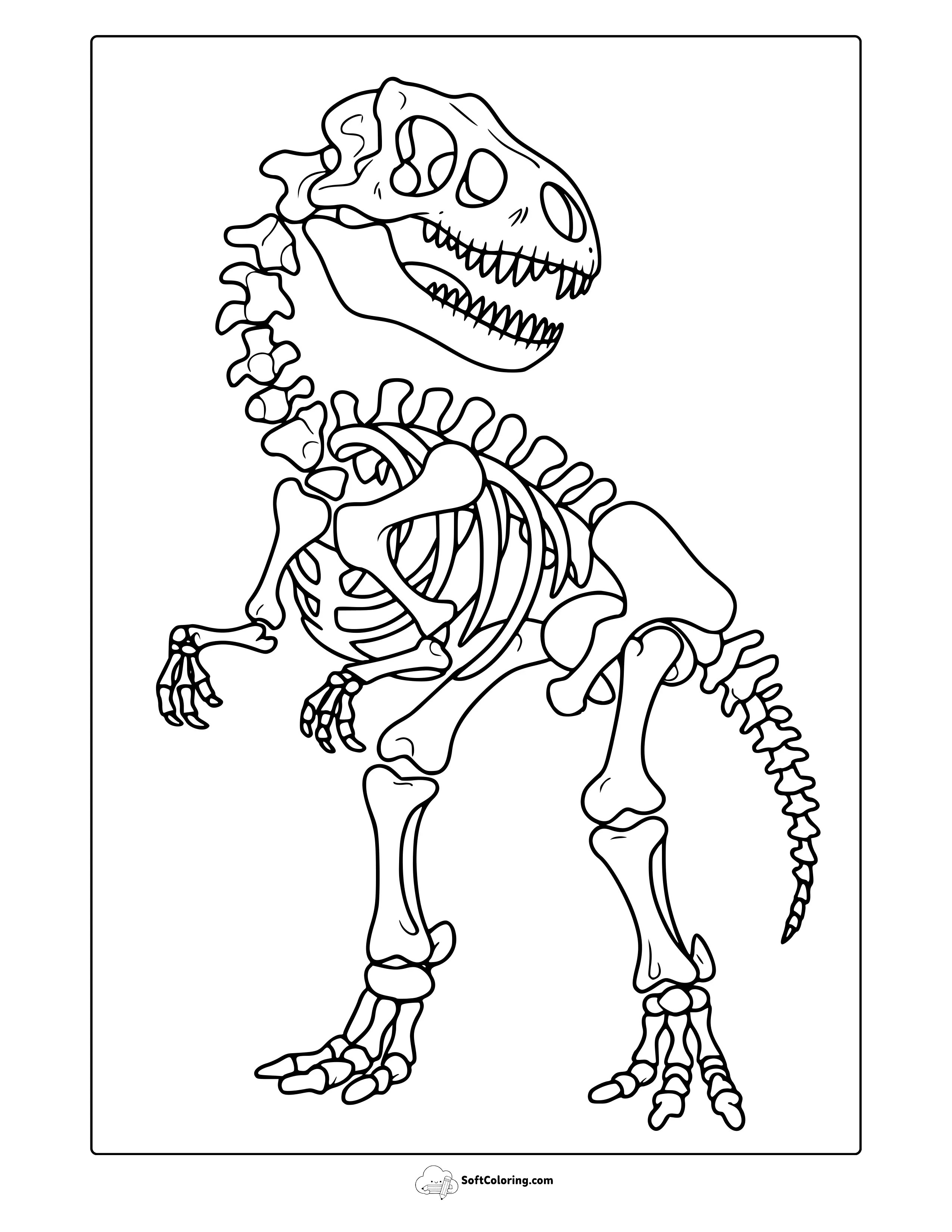 Dinosaur Bones And Skeleton Coloring Page