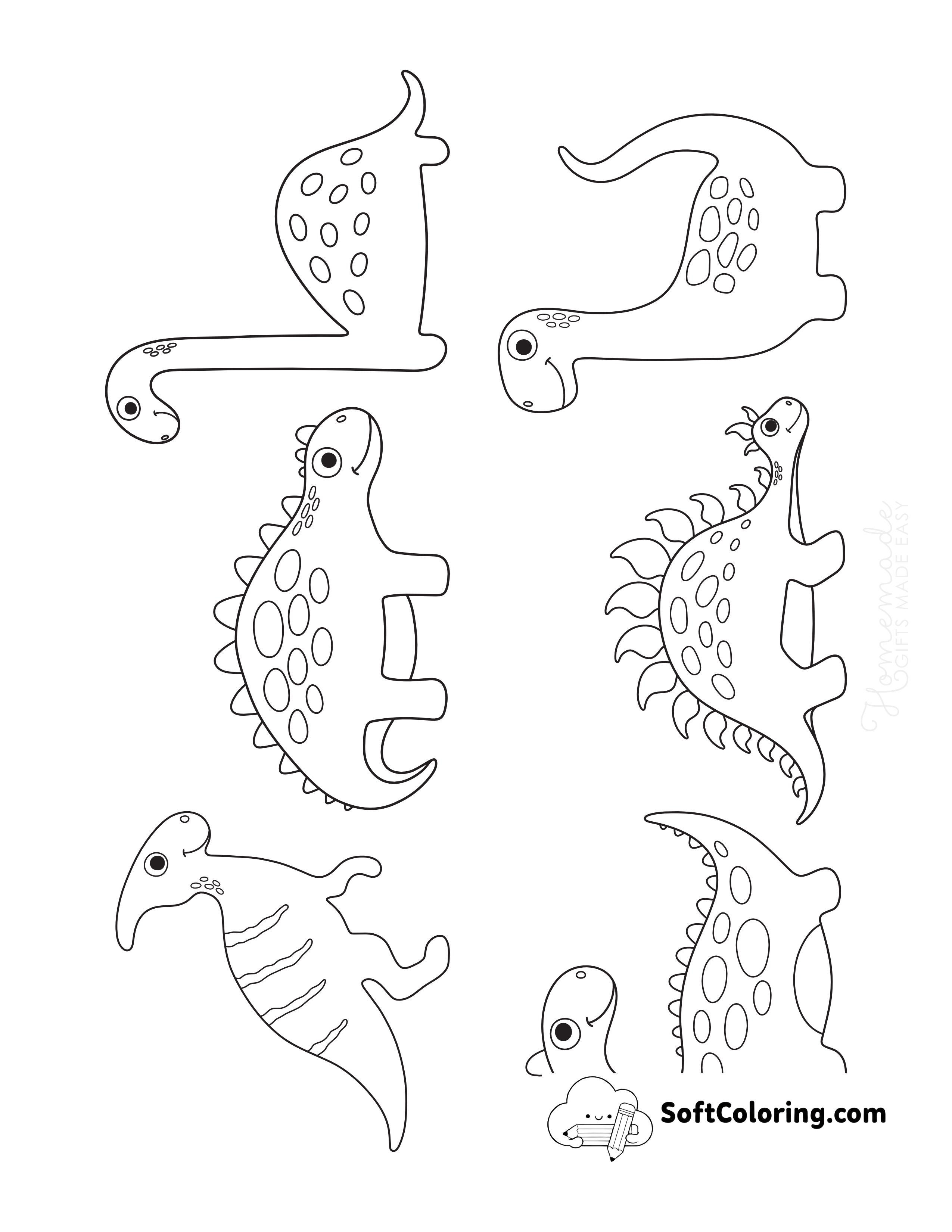 6 Cute Dinos for Preschoolers to Color