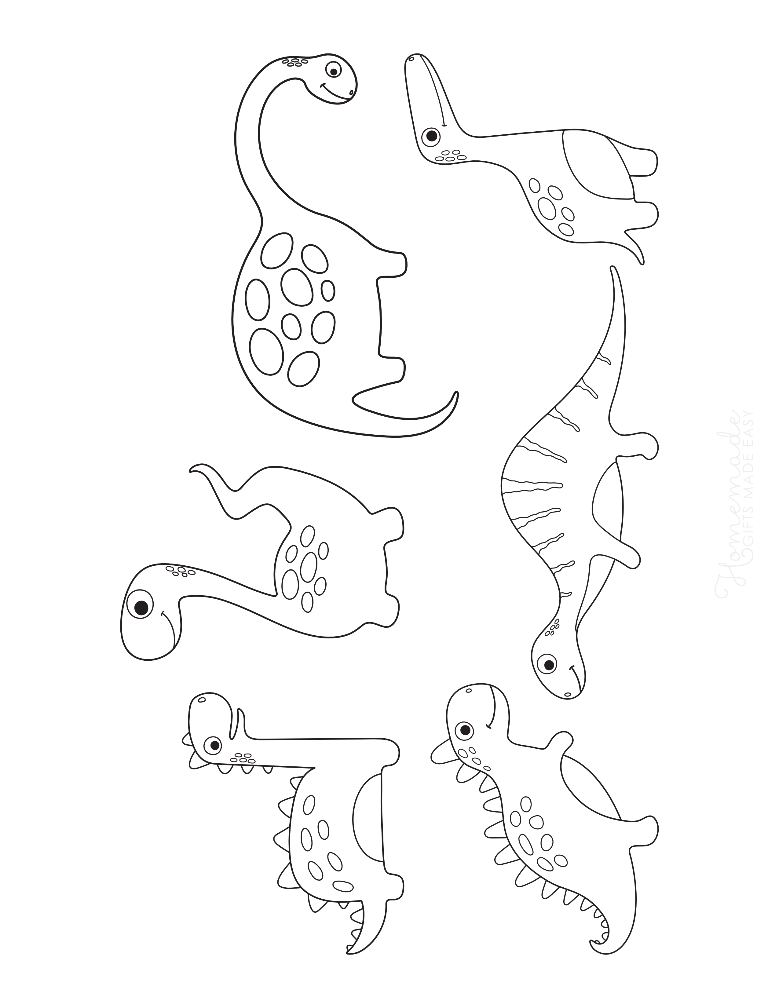 6 Cute Dinos to Color for Preschoolers