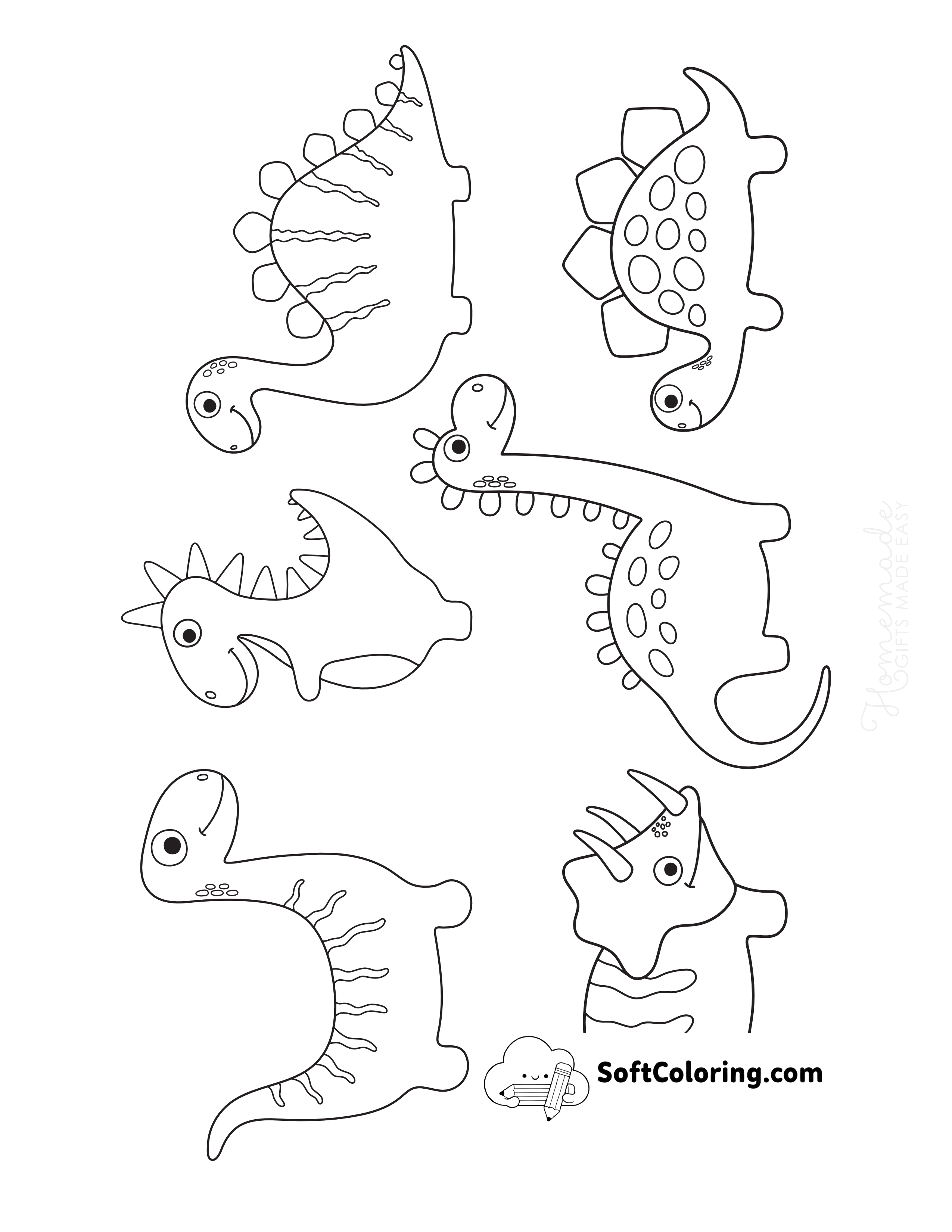 Download: 6 Cute Dinosaurs PDF