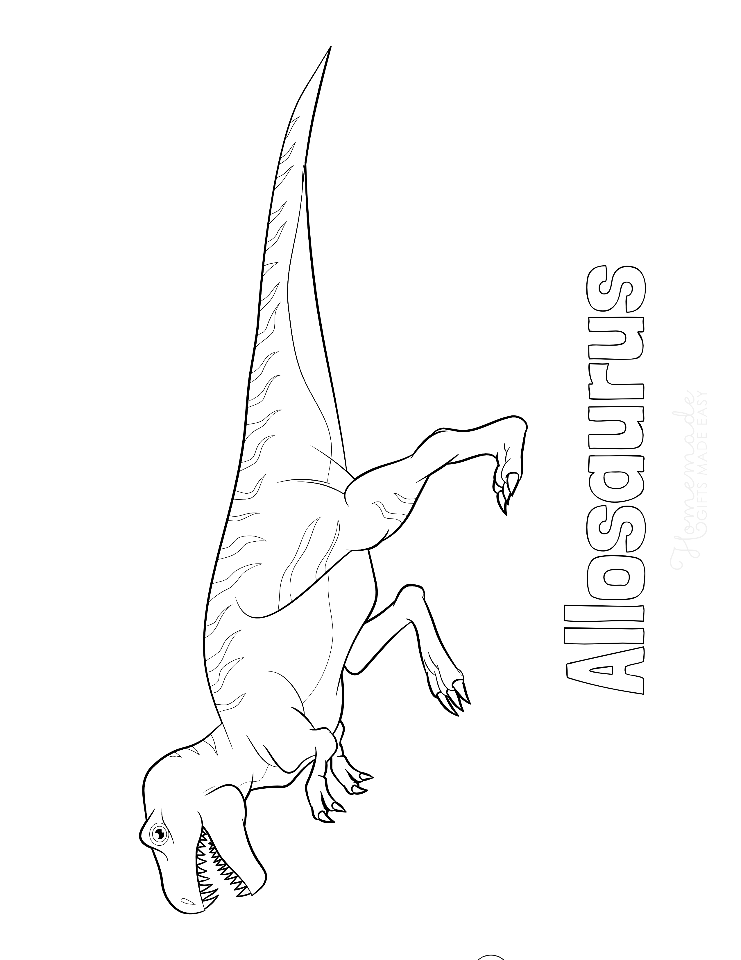 Allosaurus Dinosaur Coloring Sheet with Name
