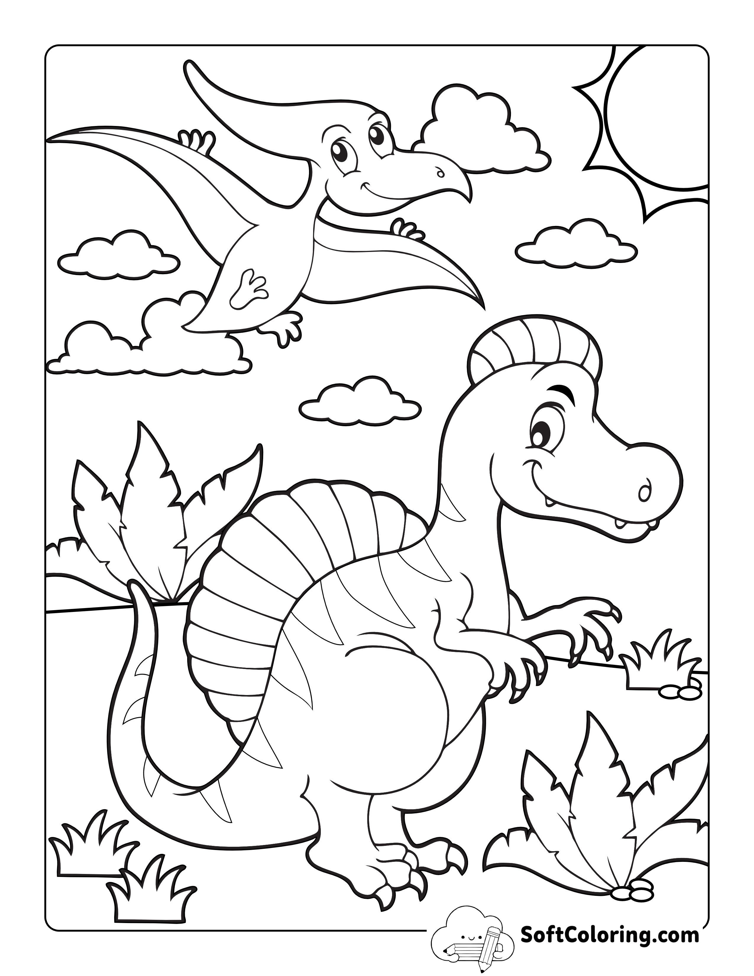 Cartoon Spinosaurus Coloring Page