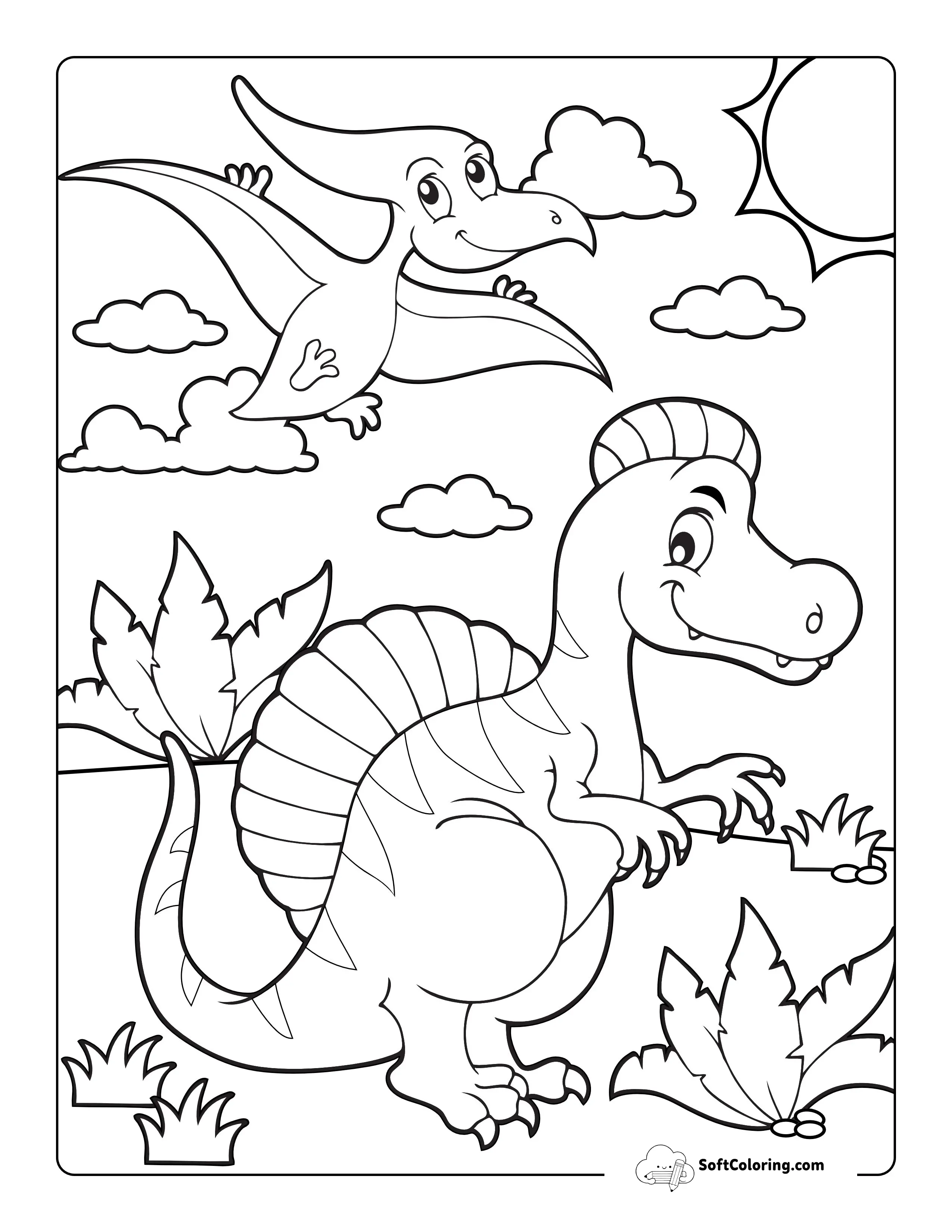 Cartoon Spinosaurus Coloring Page